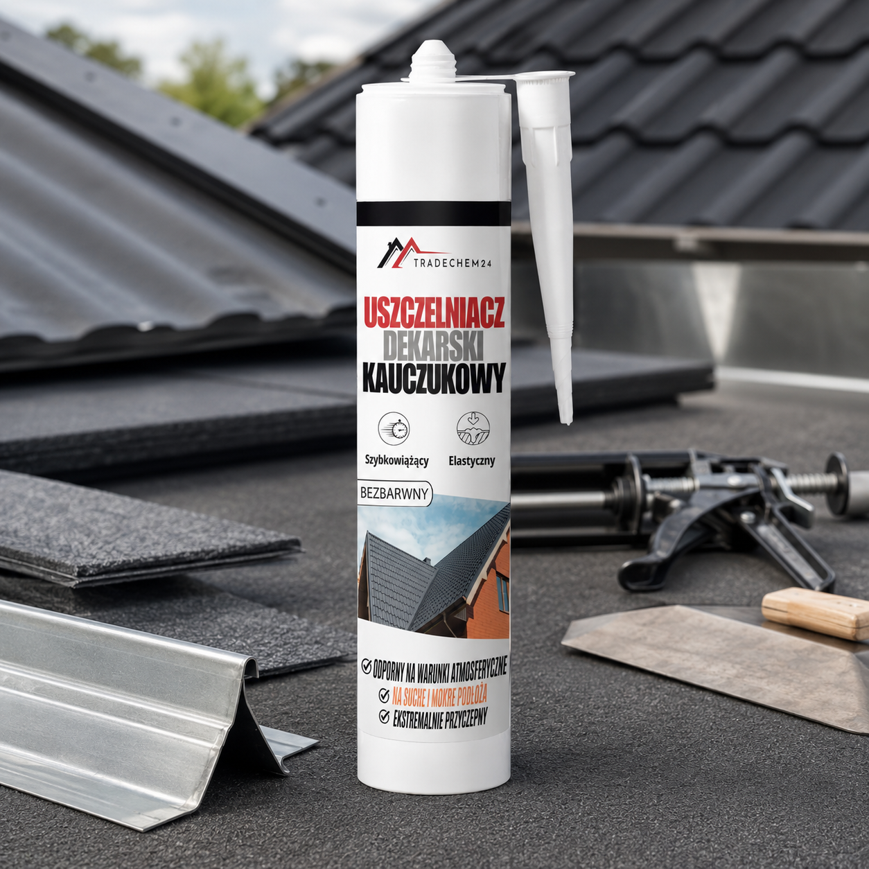 Uszczelniacz Dekarski Kauczukowy Tradechem24 Do Dachów Papy Bezbarwny 300ml