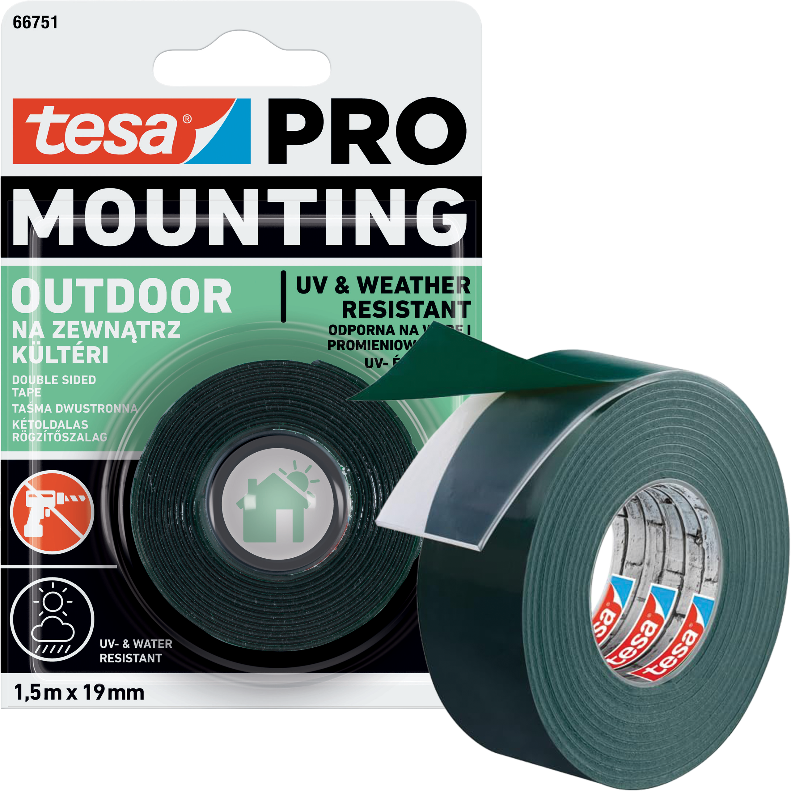 Dwustronna Taśma Klejąca Montażowa Tesa 19mm x 1,5 m Wodoodporna Piankowa