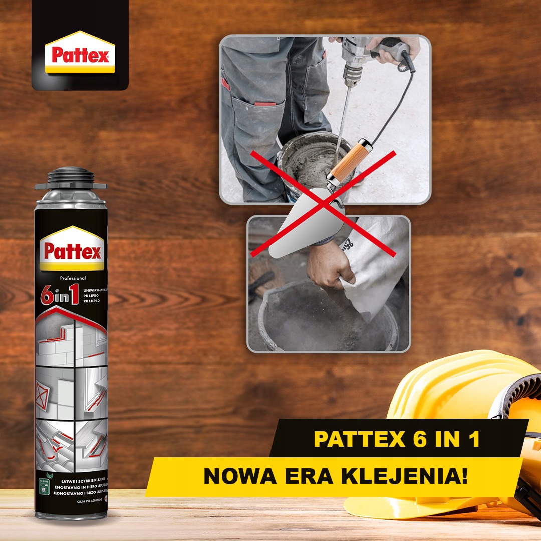 Klej PU Uniwersalny Pattex 6in1 Pistoletowy Jednoskładnikowy Mocny 750 ml