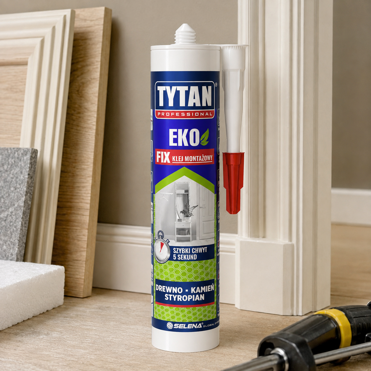 Klej Montażowy Tytan Professional EKO FIX Mocny Uniwersalny Biały 290 ml