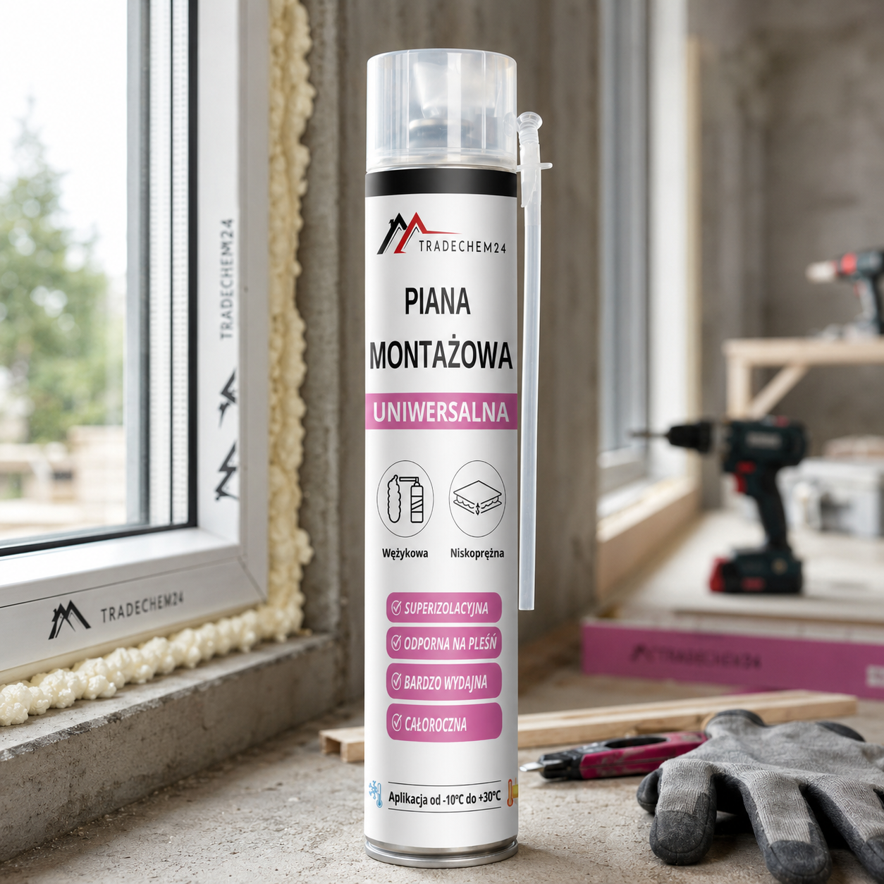 Piana Montażowa Wężykowa Tradechem24 Pianka PU Niskoprężna Całoroczna 750ml