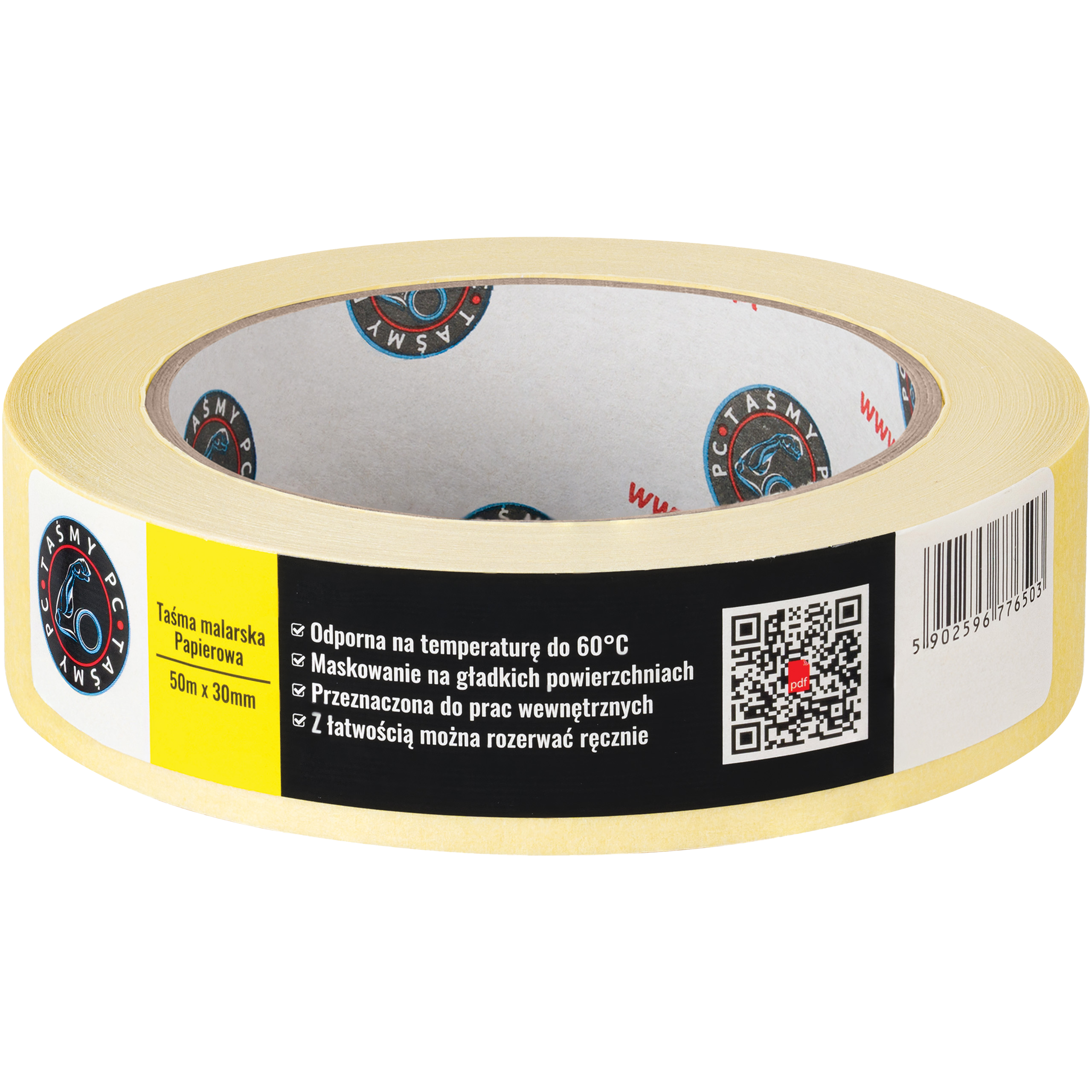 Taśma Malarska Papierowa Maskująca 30mm x 50m Uniwersalna Lakiernicza Żółta