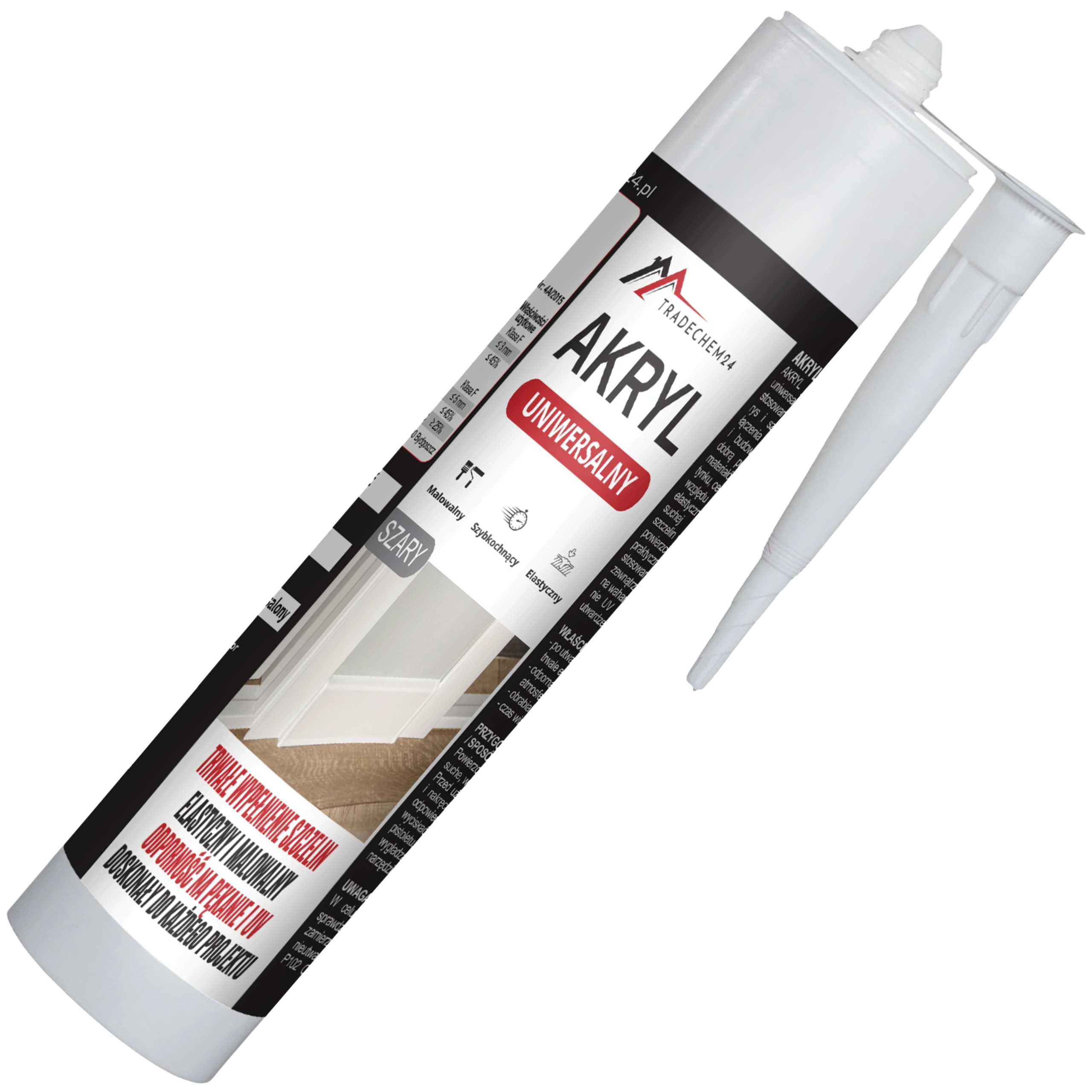Uszczelniacz Akrylowy Tradechem24 Uniwersalny Akryl Silikon Szary 300 ml