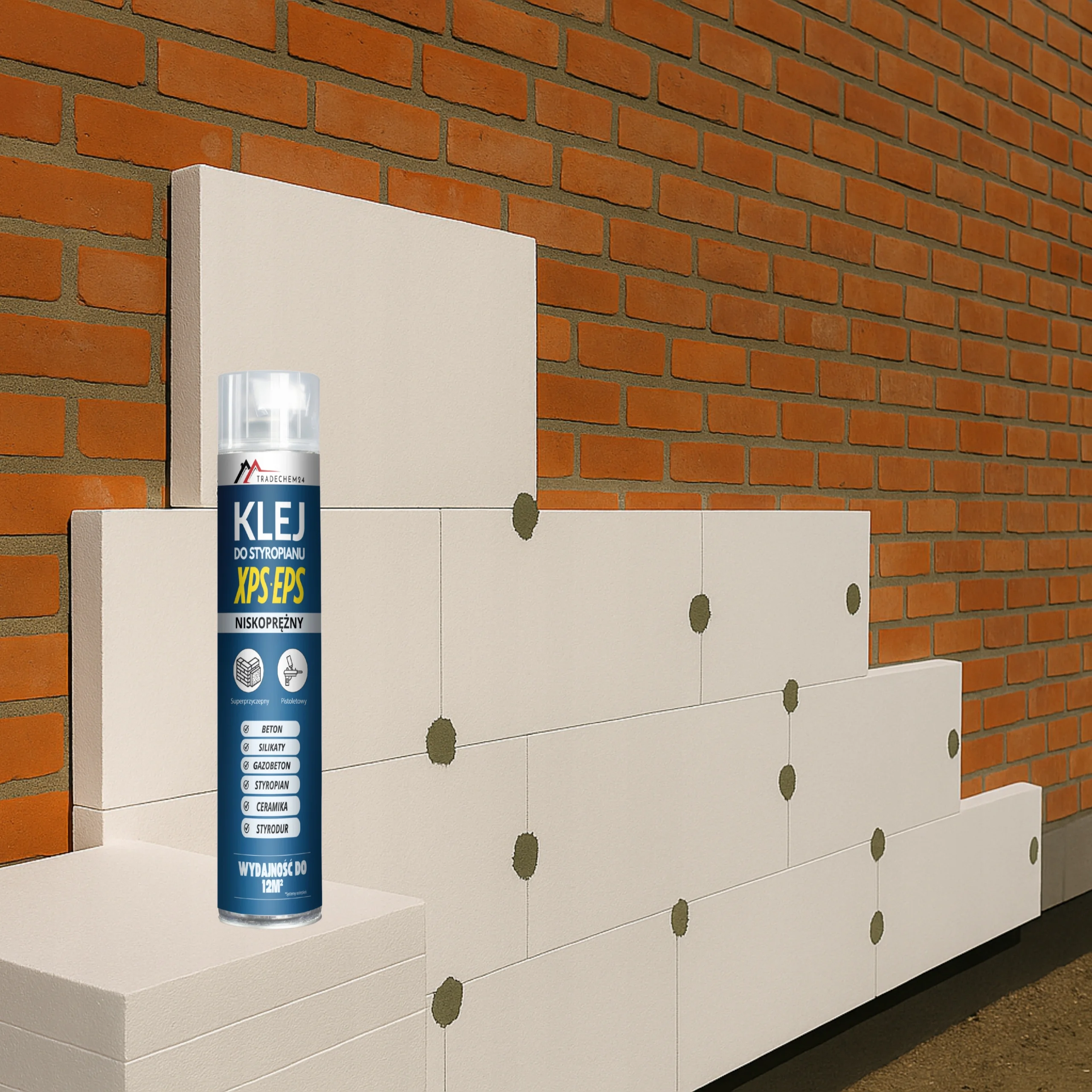 Pianoklej Do Styropianu XPS EPS Tradechem24 Klej Poliuretanowy Szary 750ml