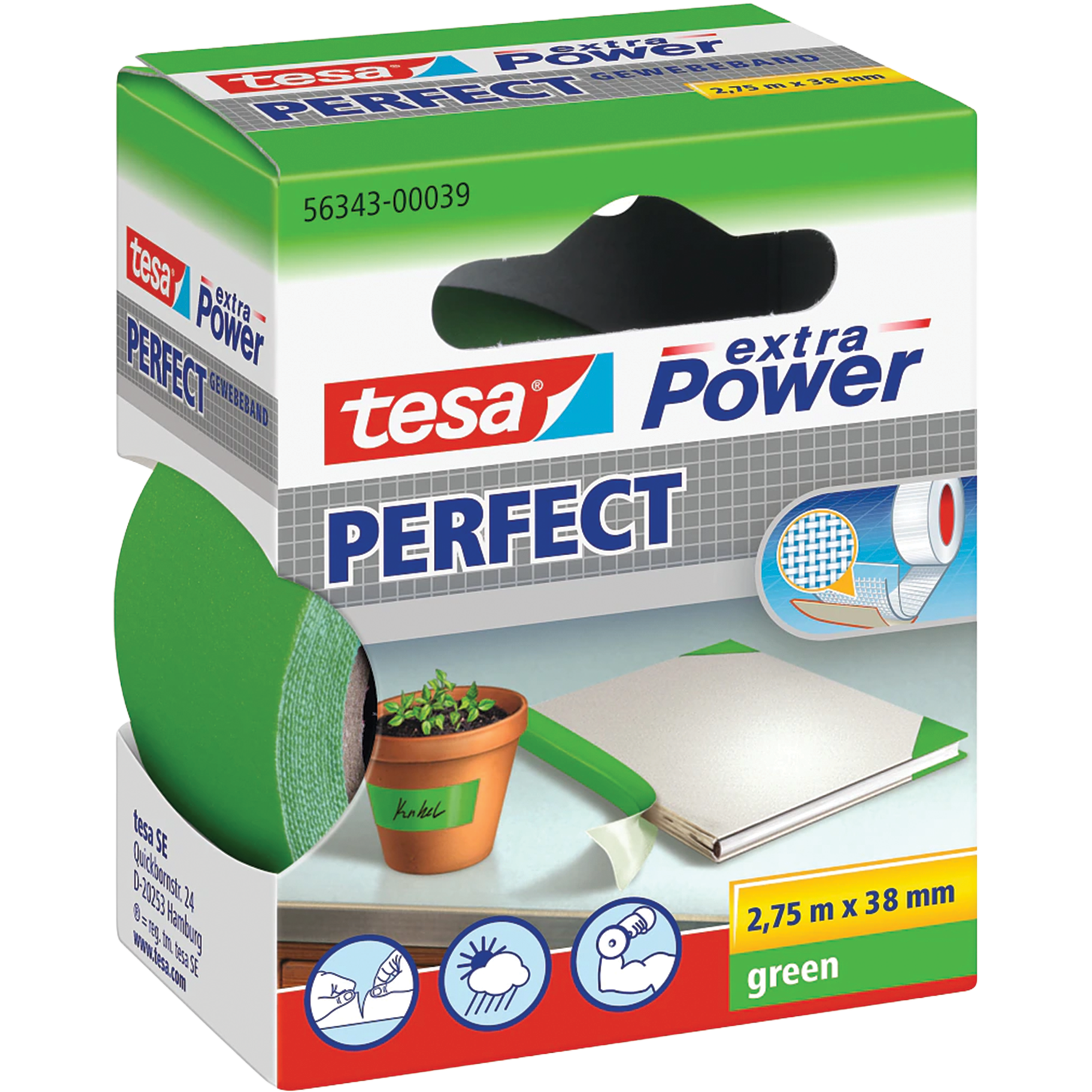  Taśma Naprawcza Samoprzylepna Tesa Uniwersalna Mocna 38mm x 2,75 m Zielona