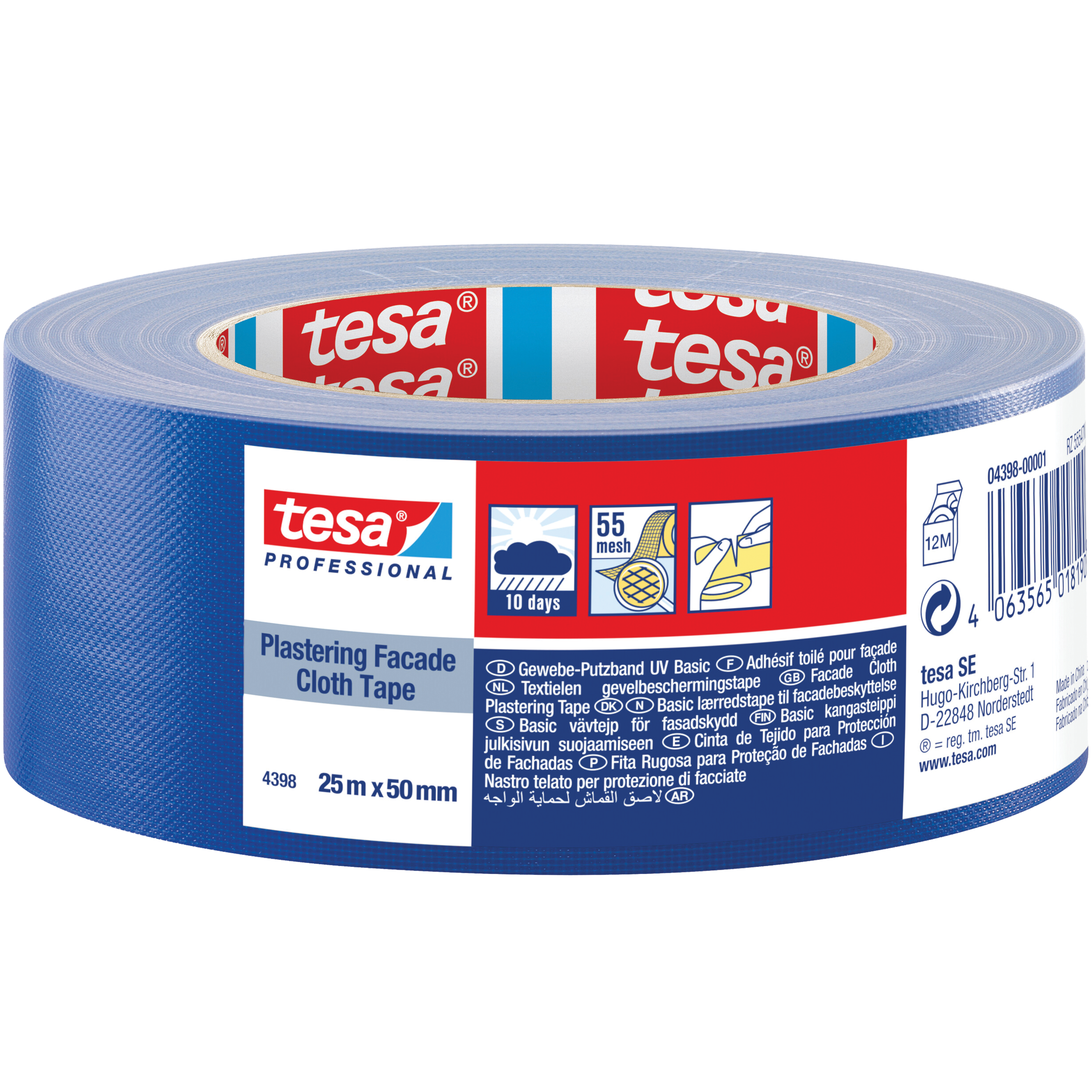 Taśma Tynkarska Elewacyjna Tesa 25 m x 50 mm Mocna Budowlana Niebieska