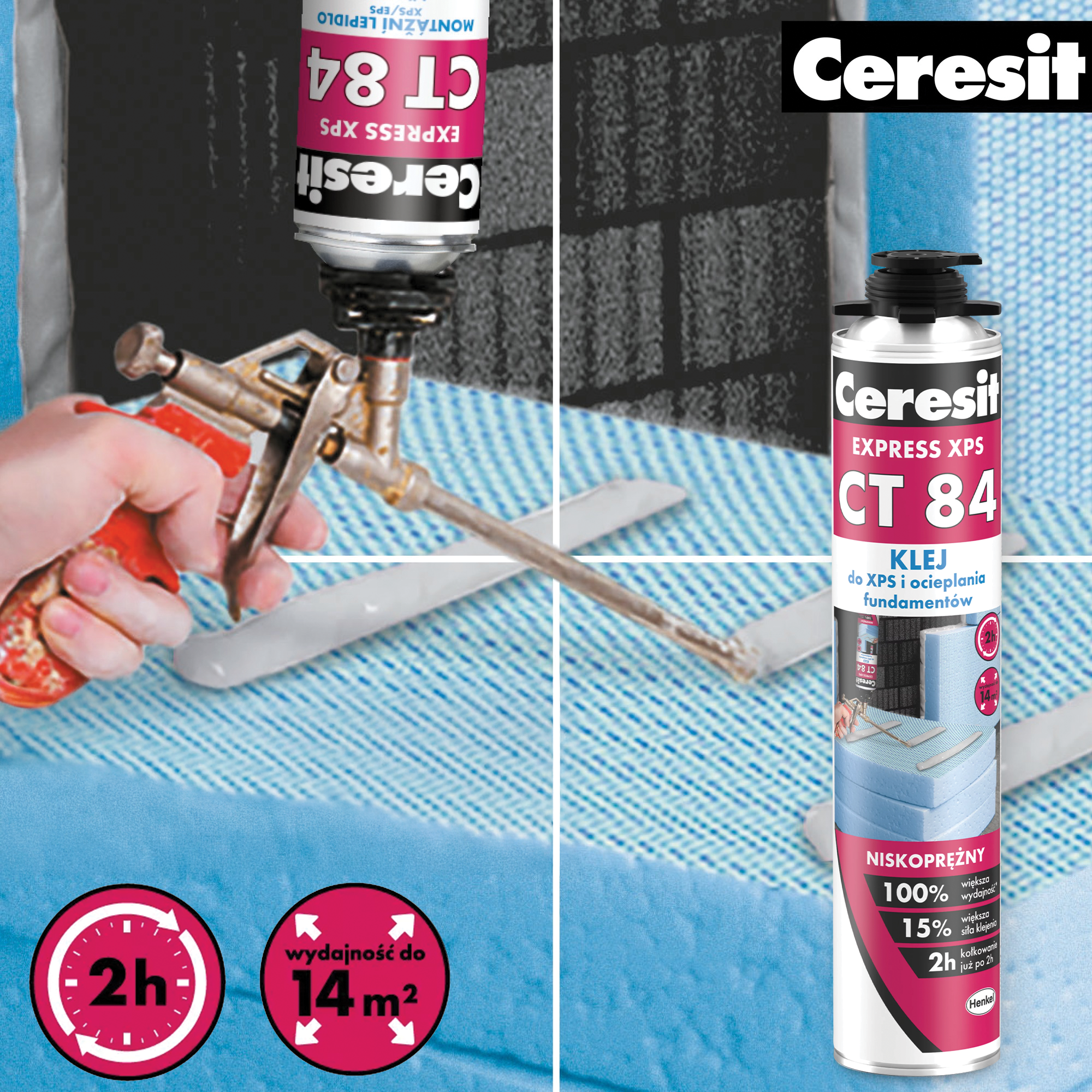 Klej Do Styropianu Ceresit CT84 EXPRESS XPS Piana Mocny Pianoklej 750 ml