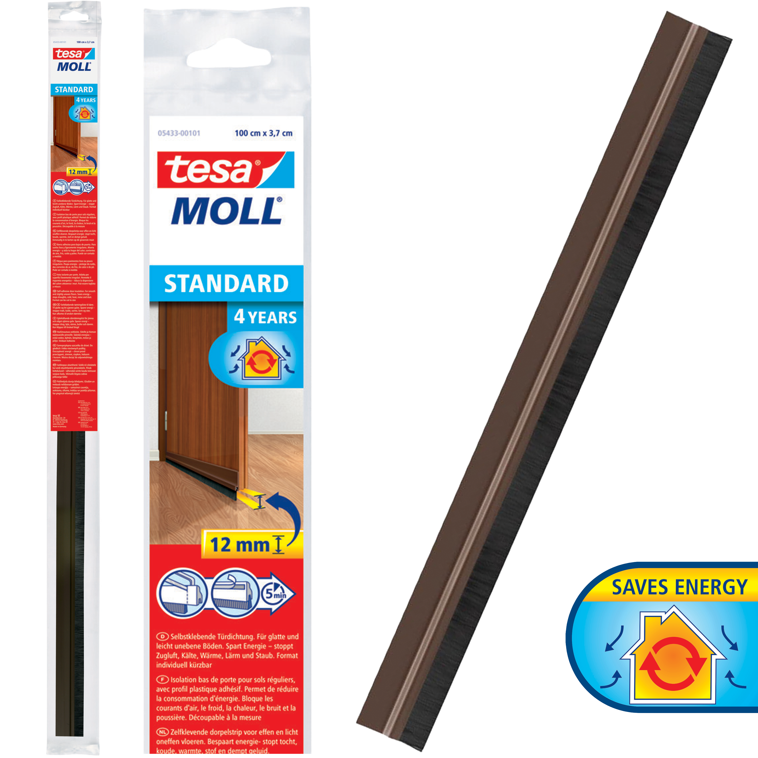 Uszczelka Samoprzylepna Do Drzwi Tesa Szczotkowa 37 mm x 1 m Brązowa