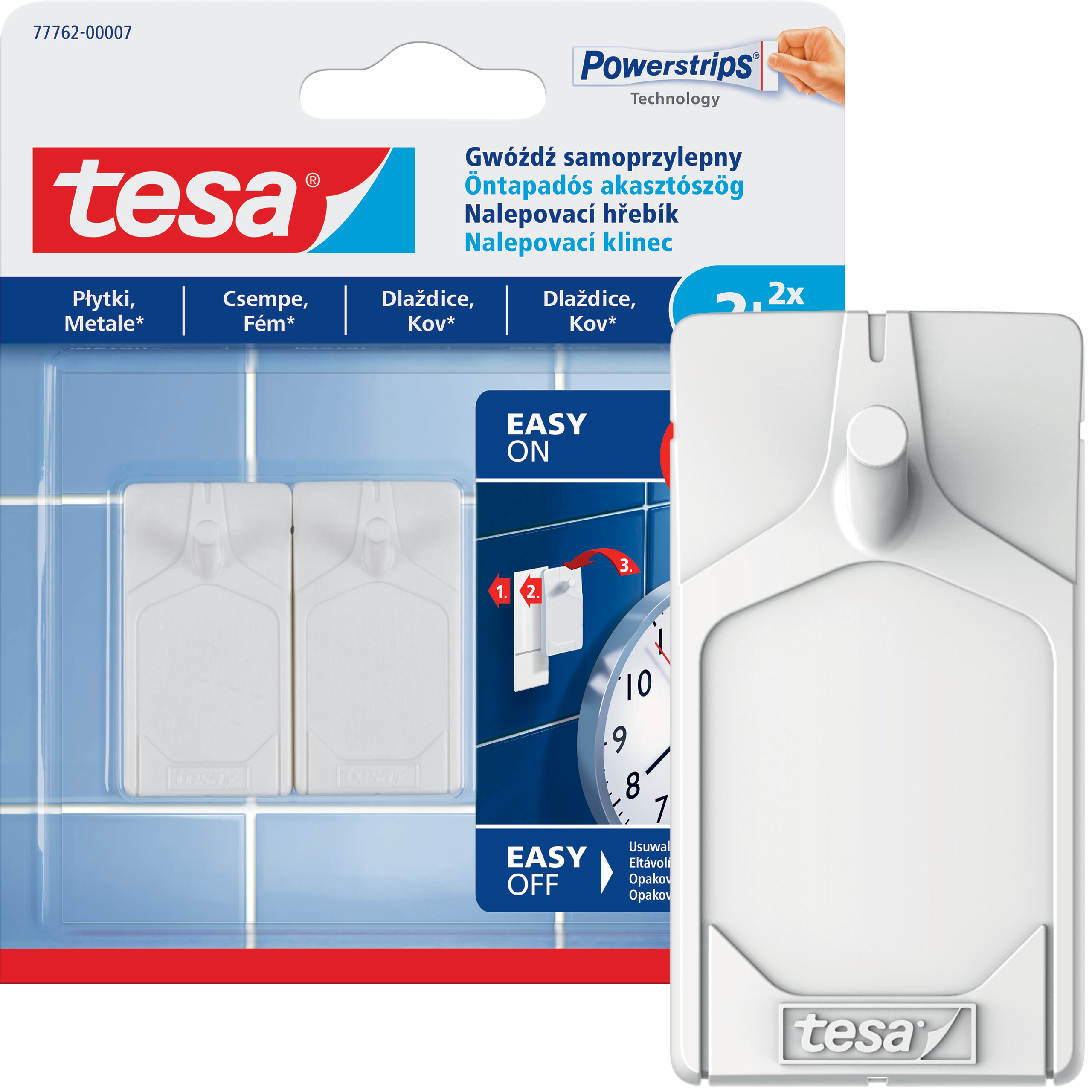 Haczyki Samoprzylepne Tesa Gwóźdź do Dekoracji do Płytek Metalu 2kg 2 szt