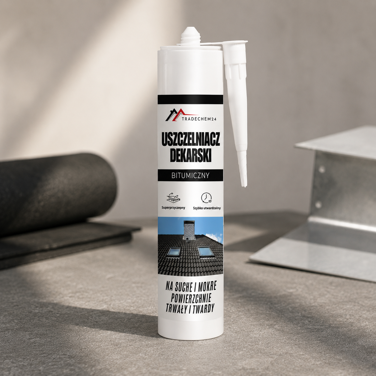 Uszczelniacz Dekarski Bitumiczny Tradechem24 Do Dachów Papy Czarny 300 ml