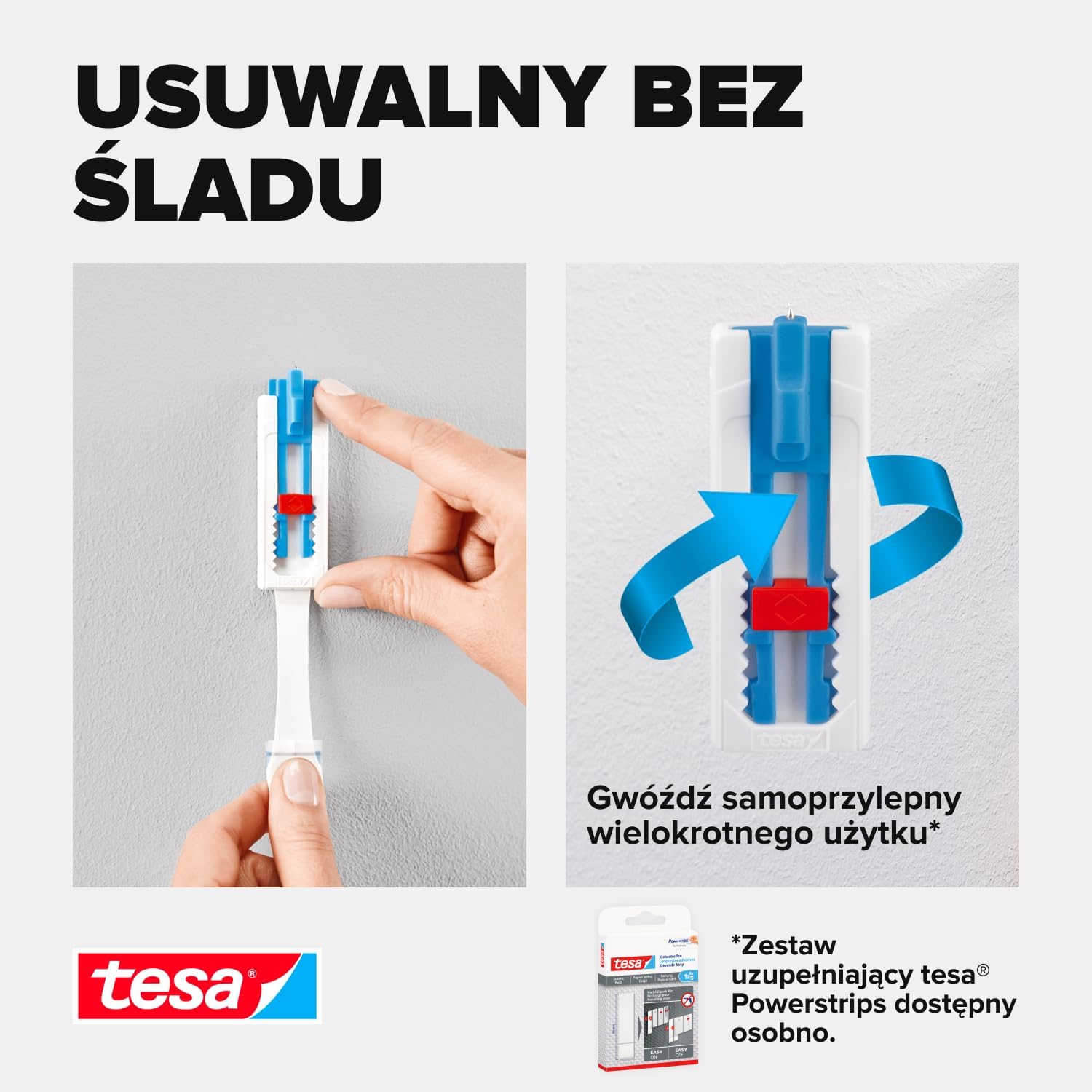 Haczyki Samoprzylepne Tesa Gwóźdź do Obrazów Regulowany do Tynku Tapet 1kg