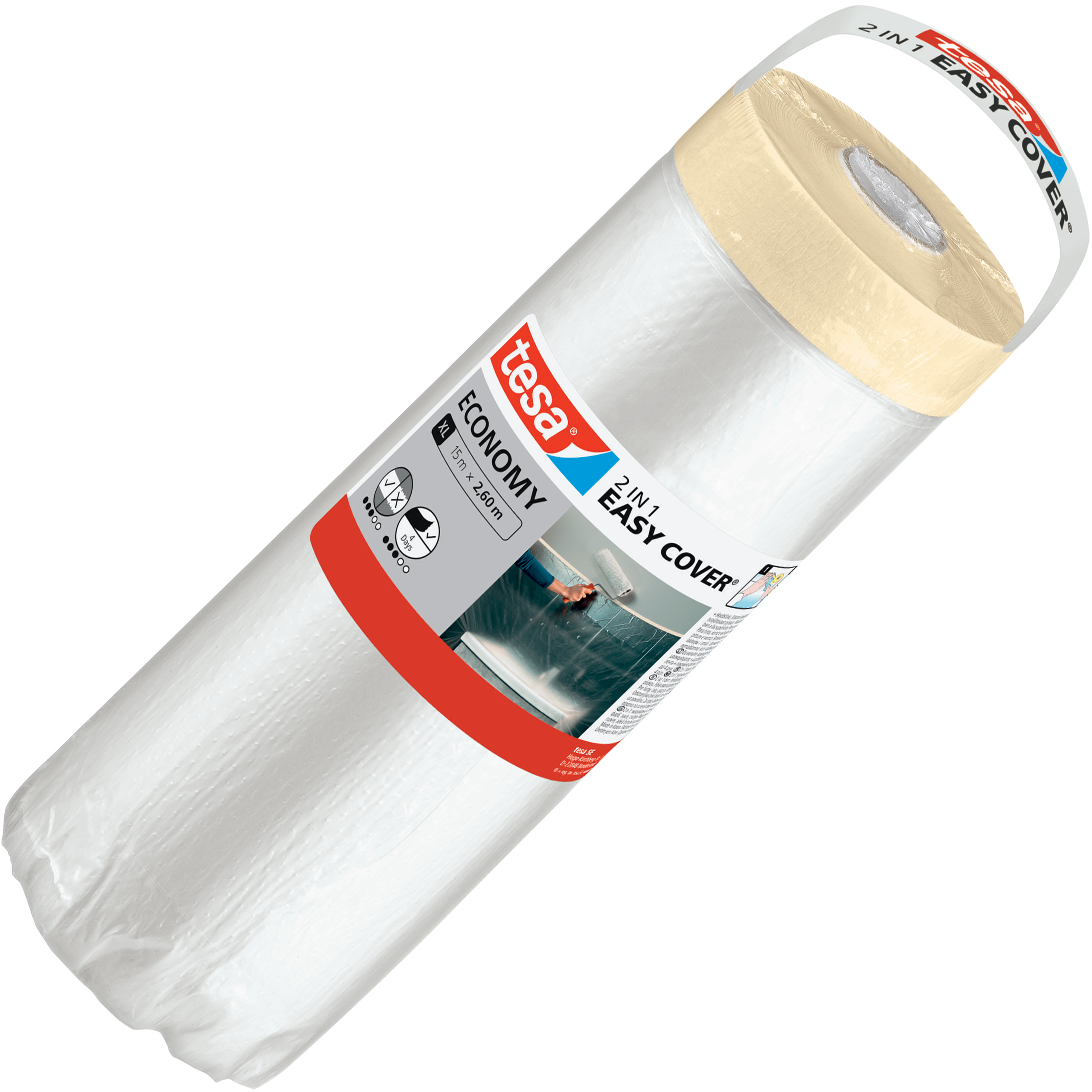 Folia Malarska Ochronna Z Taśmą Tesa Antychlap Speedy Mask 15 m x 2,6 m