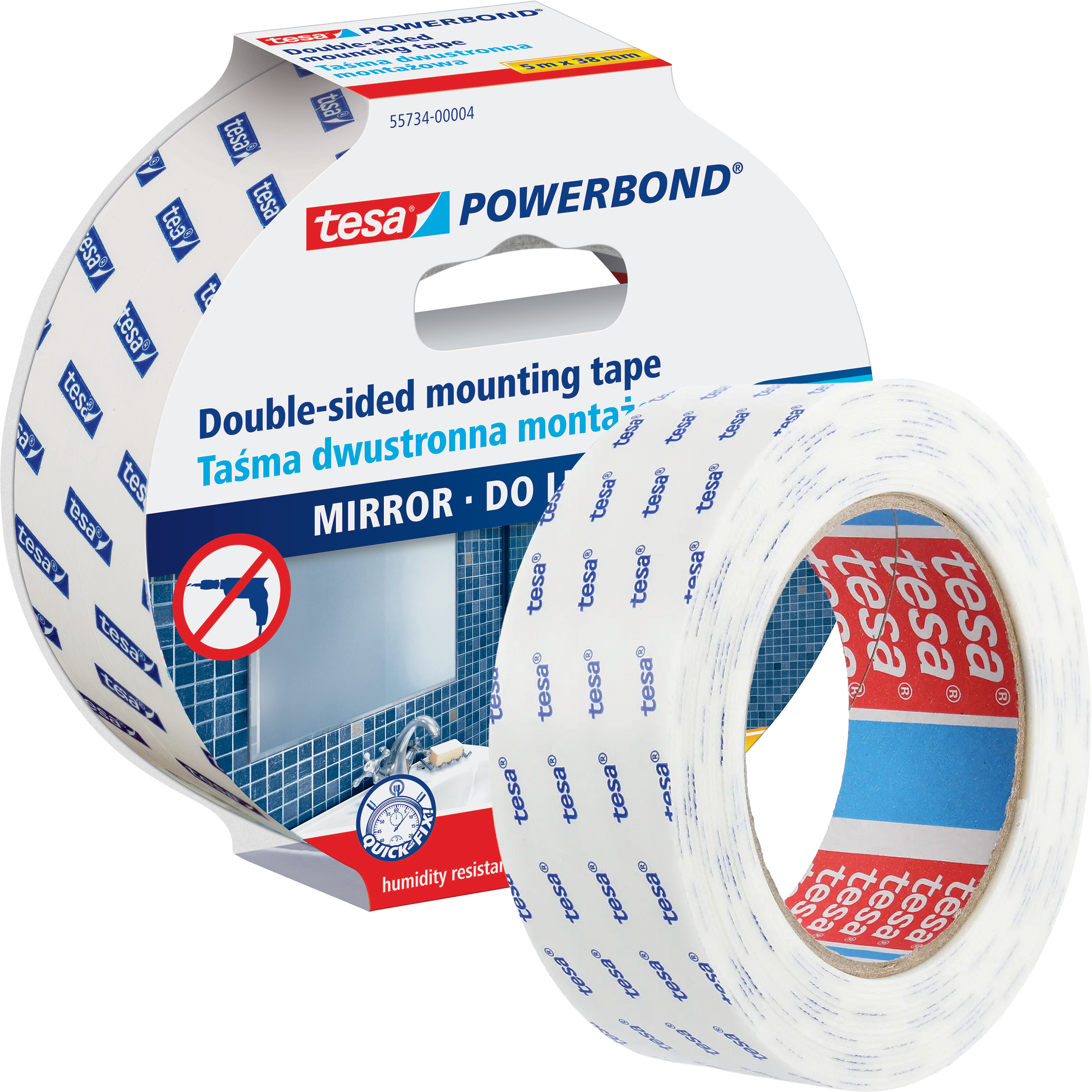 Dwustronna Taśma Klejąca Montażowa Tesa Do Luster 5 m x 38mm Mocna Piankowa