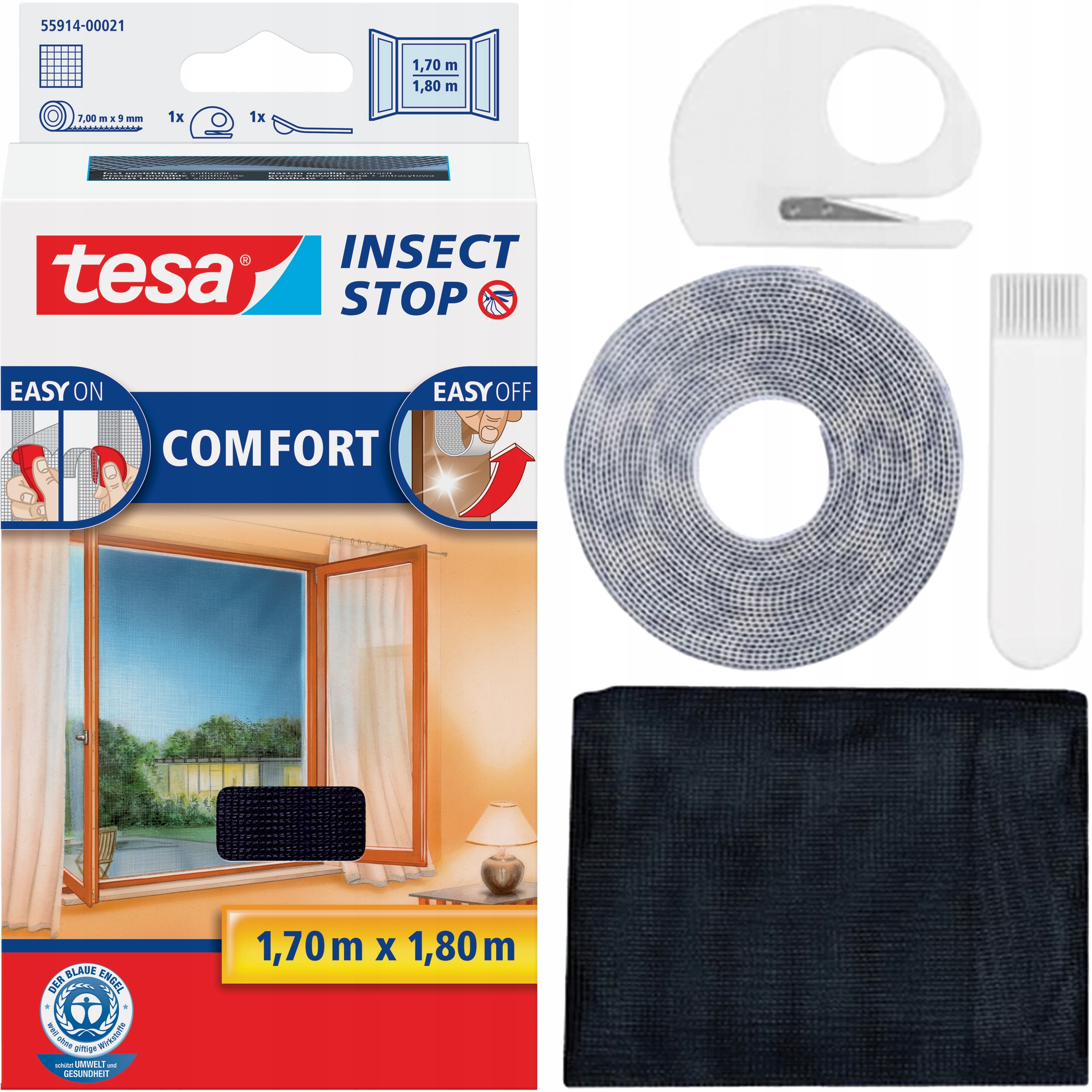 Moskitiera Na Okno Tesa Comfort Siatka Okienna Na Owady 170 x 180 cm Czarna