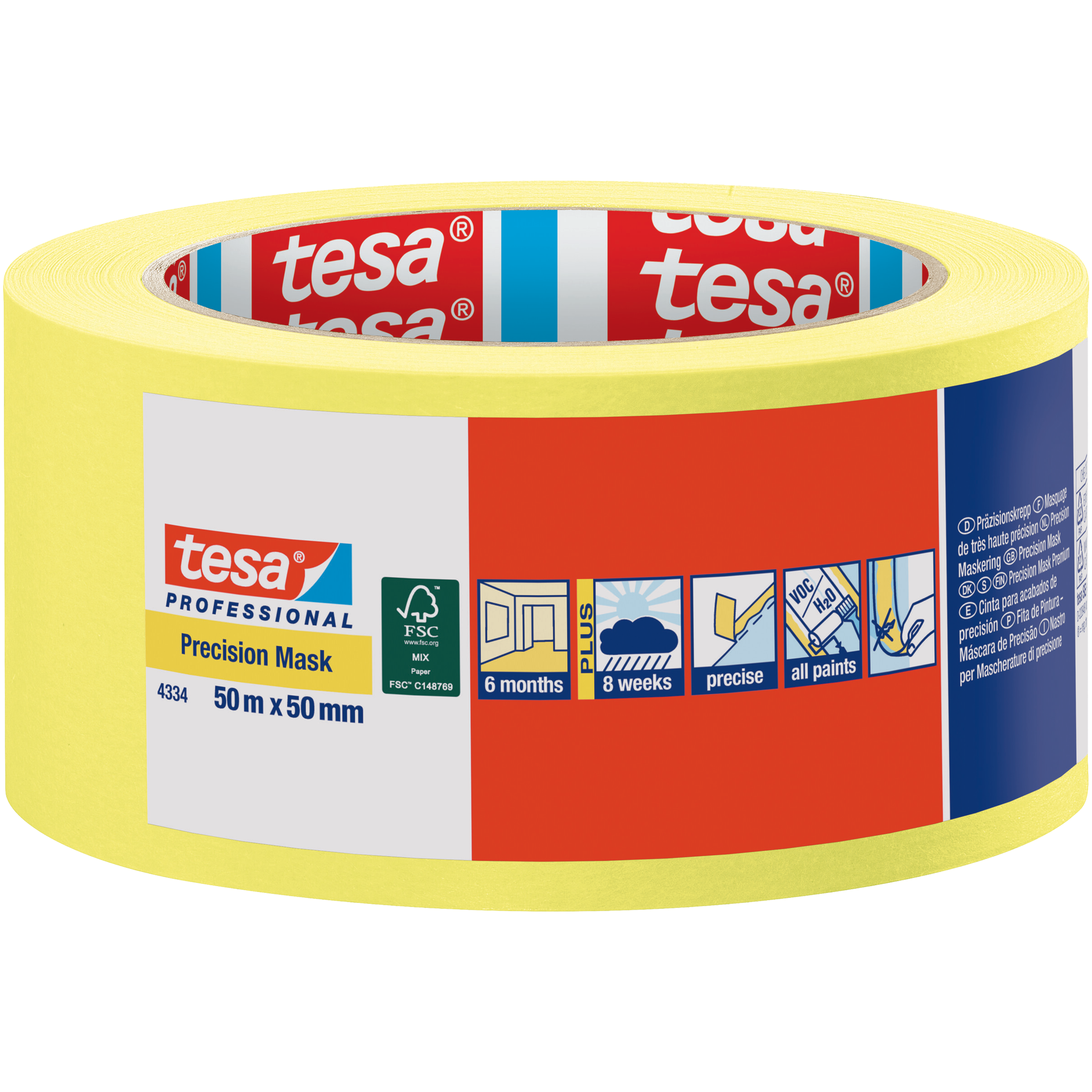 Taśma Malarska Papierowa Maskująca Tesa Precyzyjna Washi 50 mm x 50m Żółta