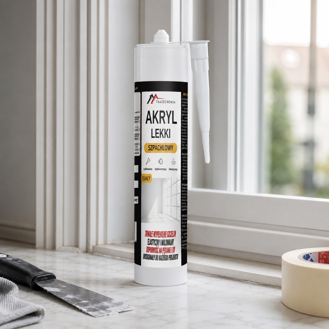 Akryl Szpachlowy Lekki Tradechem24 Uszczelniacz Akrylowy Biały 300 ml