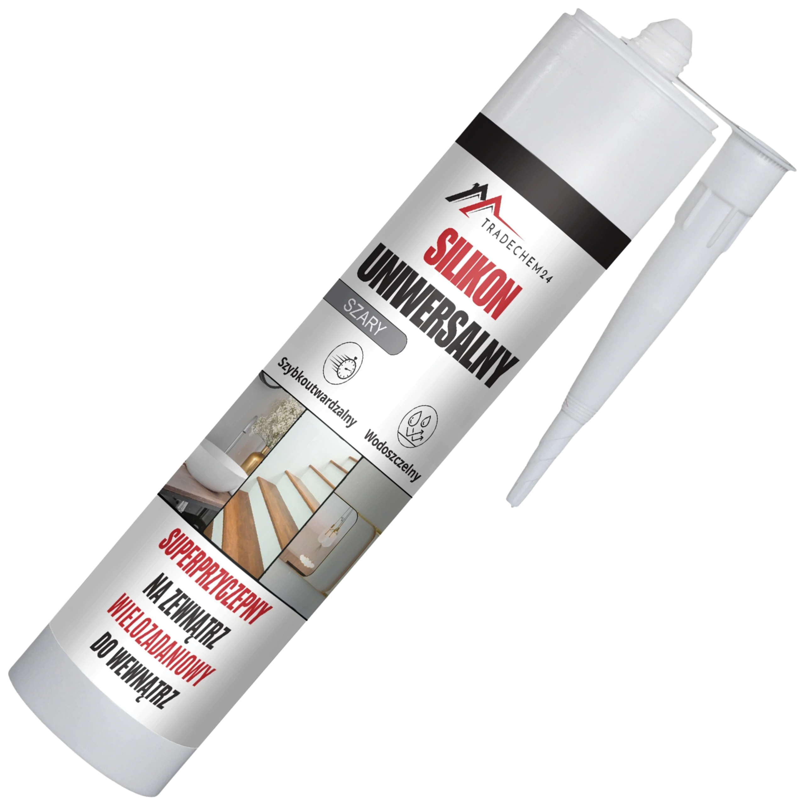 Silikon Budowlany Tradechem24 Uniwersalny Uszczelniacz Szary 300 ml