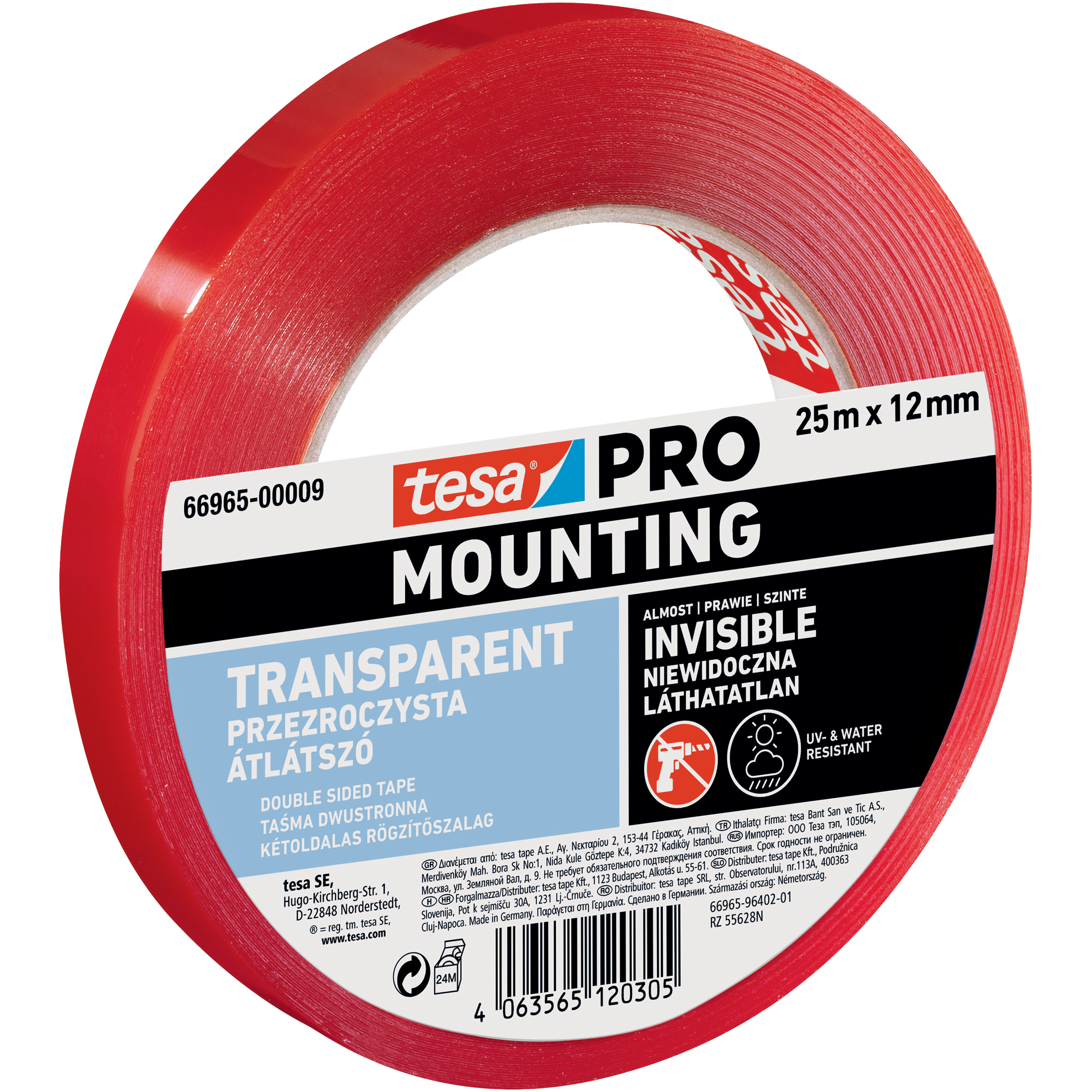 Dwustronna Taśma Klejąca Montażowa Tesa 12 mm x 25 m Mocna Przezroczysta