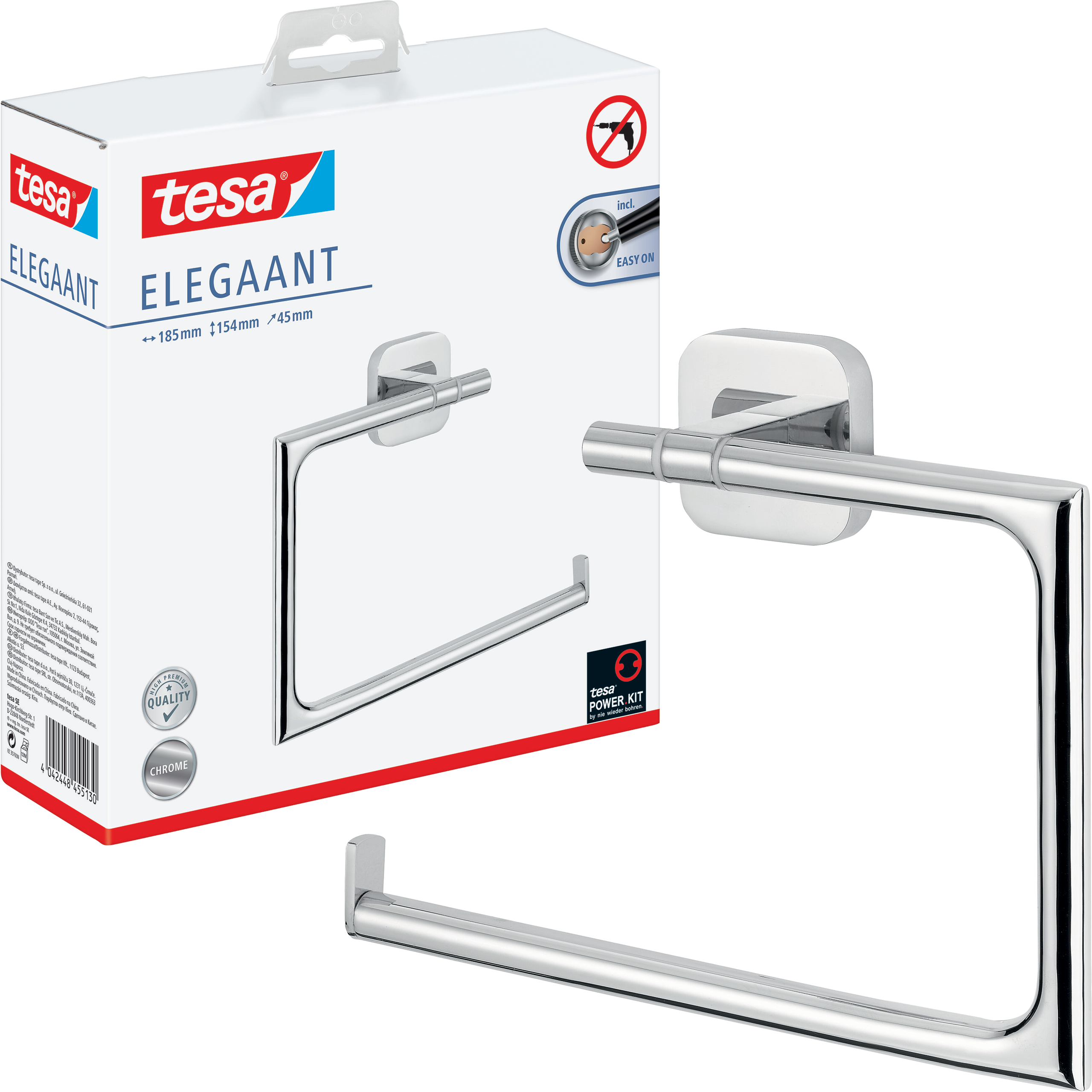 Uchwyt Łazienkowy Na Ręcznik Samoprzylepny Wiszący Tesa ELEGAANT Metalowy