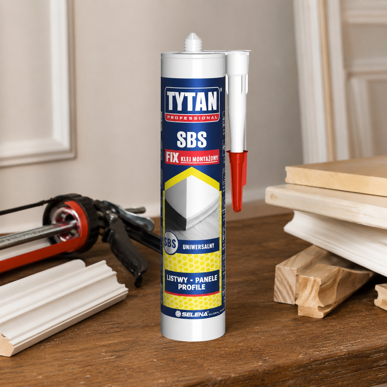 Klej Montażowy Uniwersalny Tytan Professional SBS FIX Mocny Żółty 290 ml