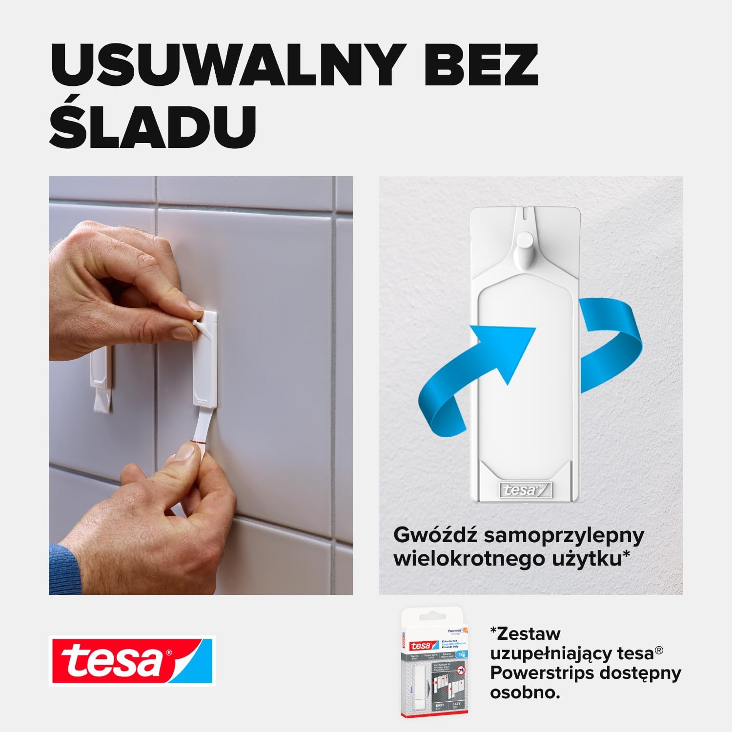 Haczyki Samoprzylepne Tesa Gwóźdź do Dekoracji do Płytek Metalu 3kg 2 szt