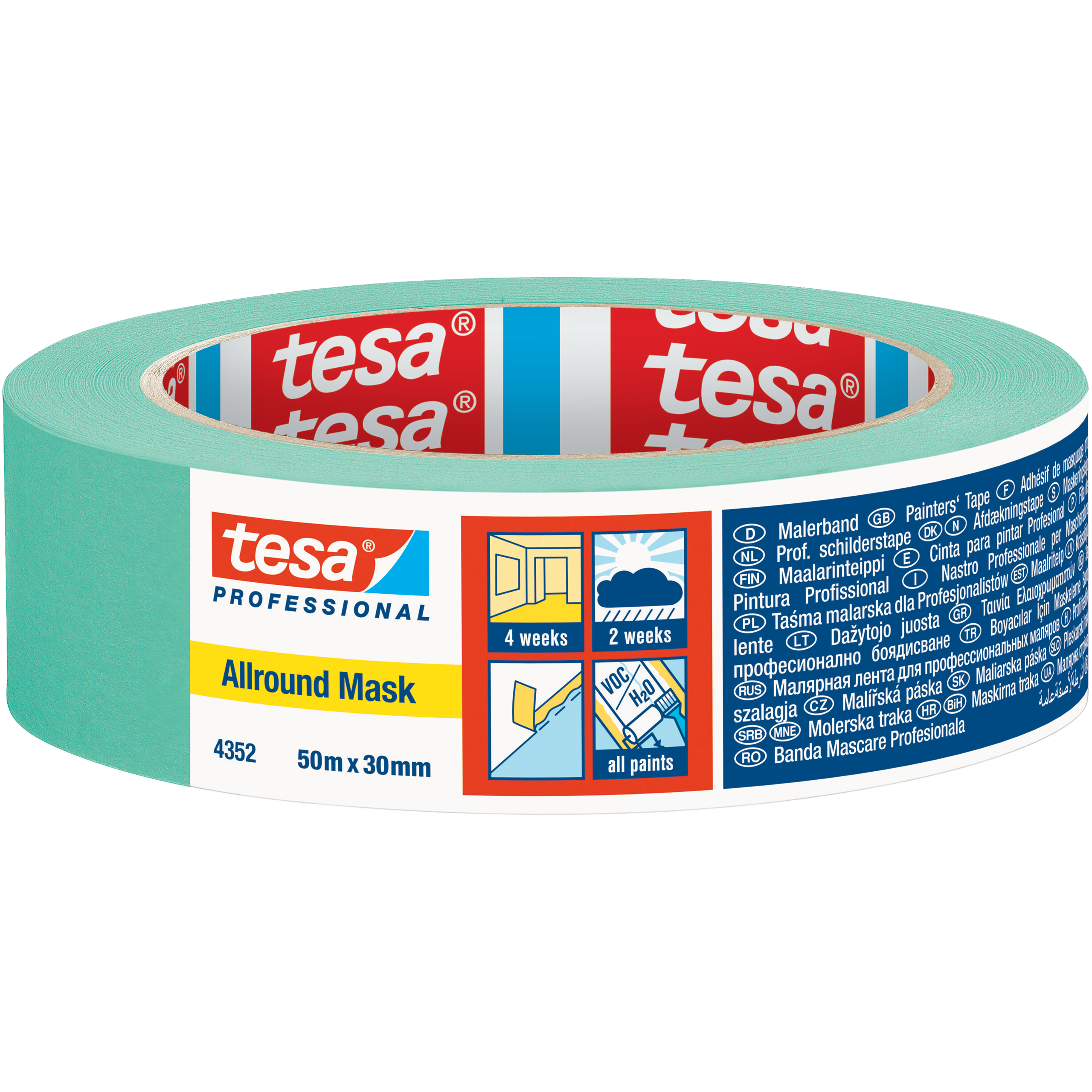 Taśma Malarska Papierowa Maskująca Tesa Allround Mask 30 mm x 50m Zielona