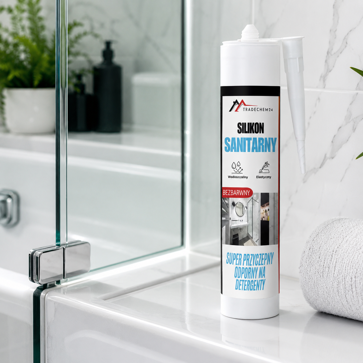 Silikon Sanitarny Tradechem24 Uniwersalny Uszczelniacz Bezbarwny 300 ml