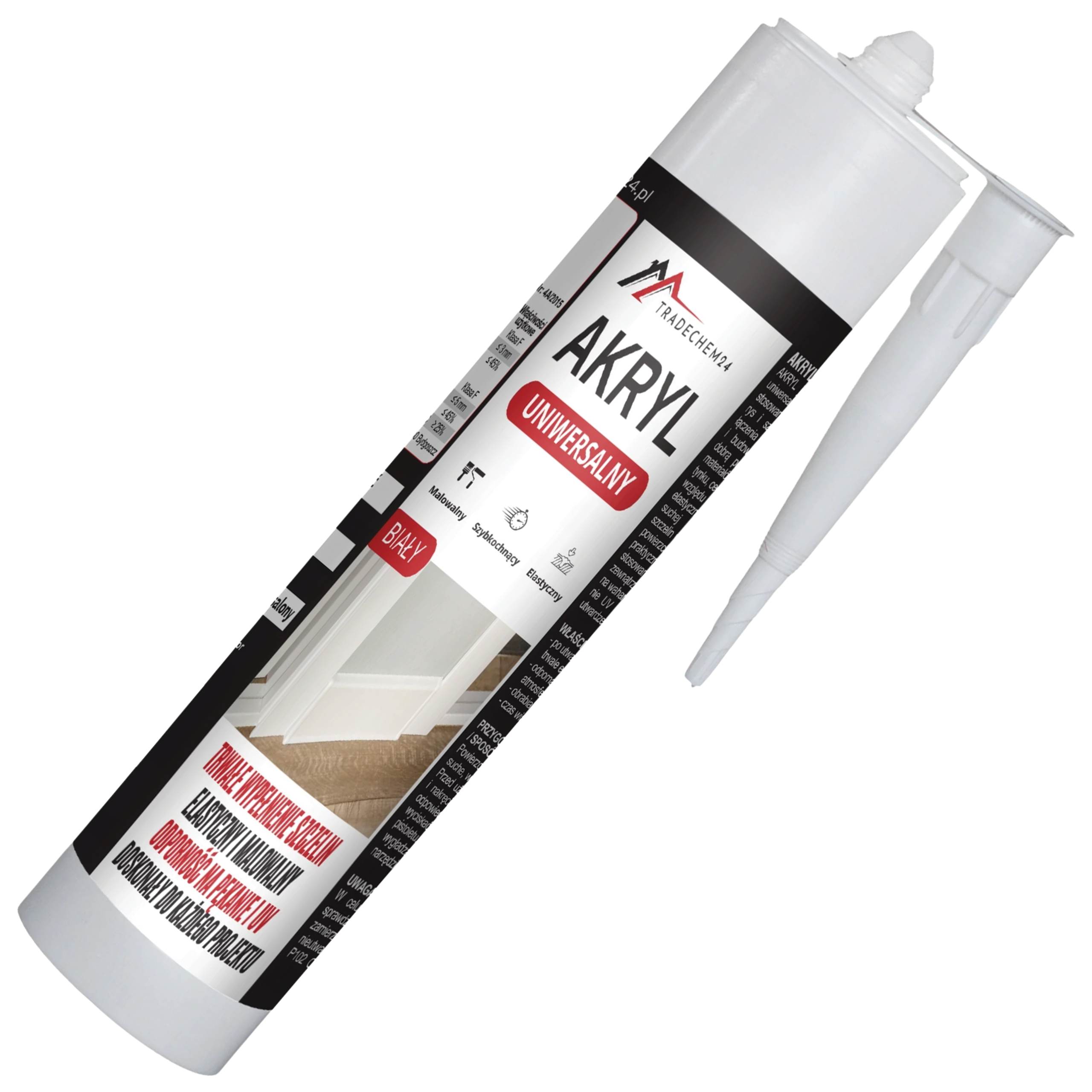 Uszczelniacz Akrylowy Tradechem24 Uniwersalny Akryl Silikon Biały 300 ml