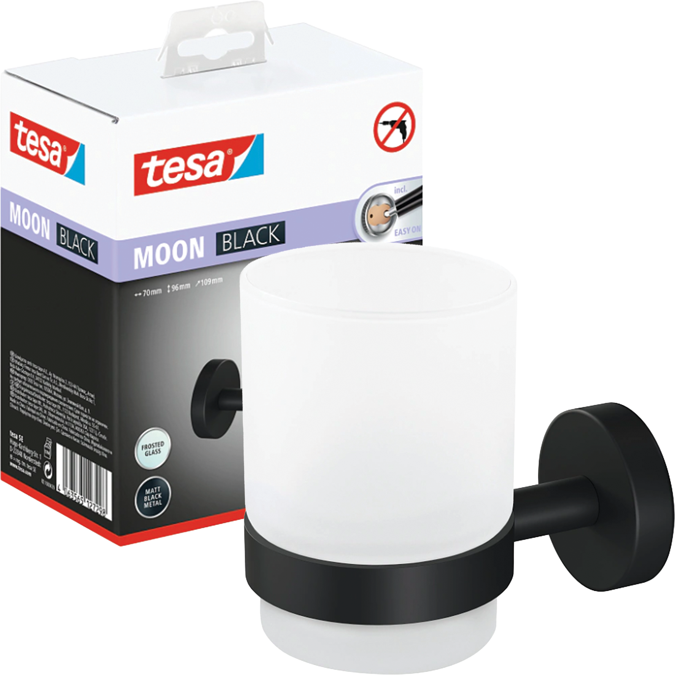 Uchwyt Łazienkowy Samoprzylepny Tesa MOON BLACK Kubek Na Szczoteczki