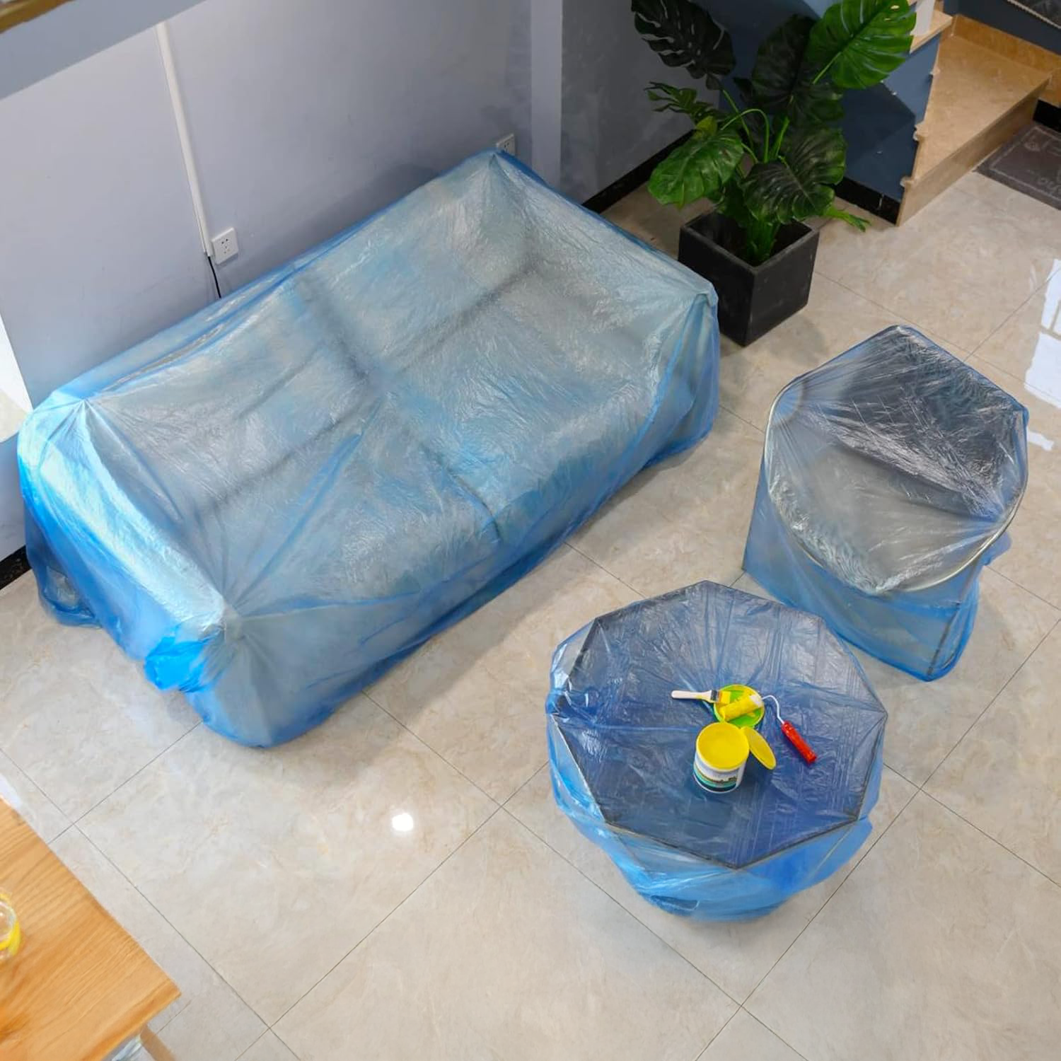 Folia Ochronna Budowlana Tesa Gruba Plandeka Malarska 4m x 5m Niebieska