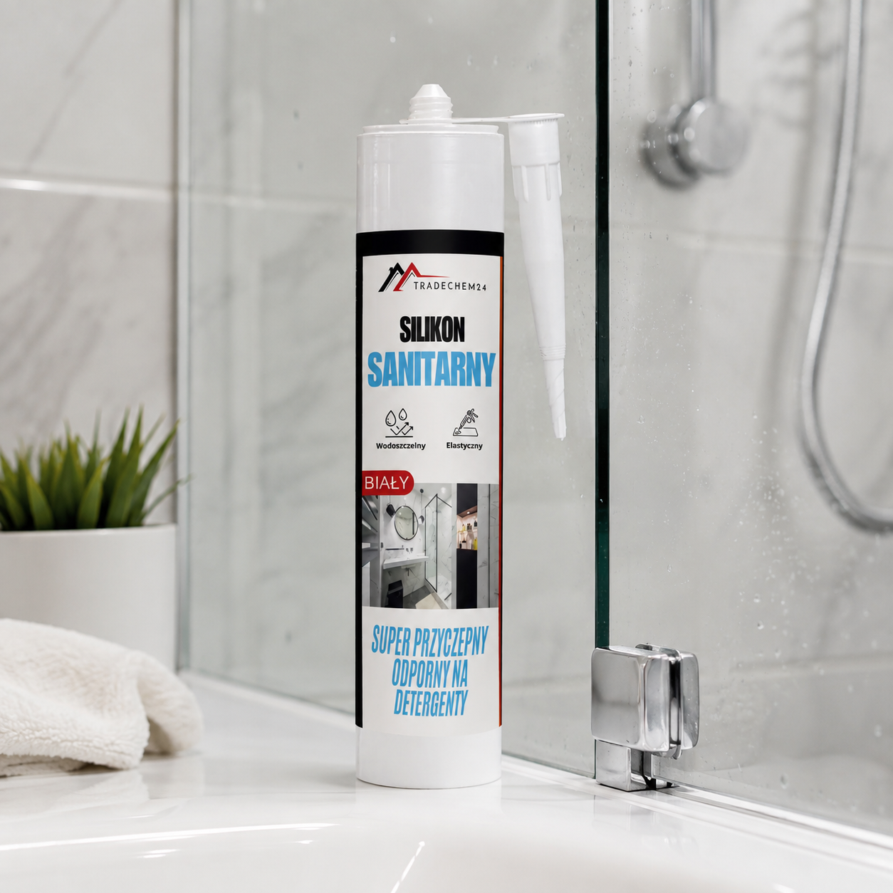Silikon Sanitarny Tradechem24 Uniwersalny Uszczelniacz Biały 300 ml