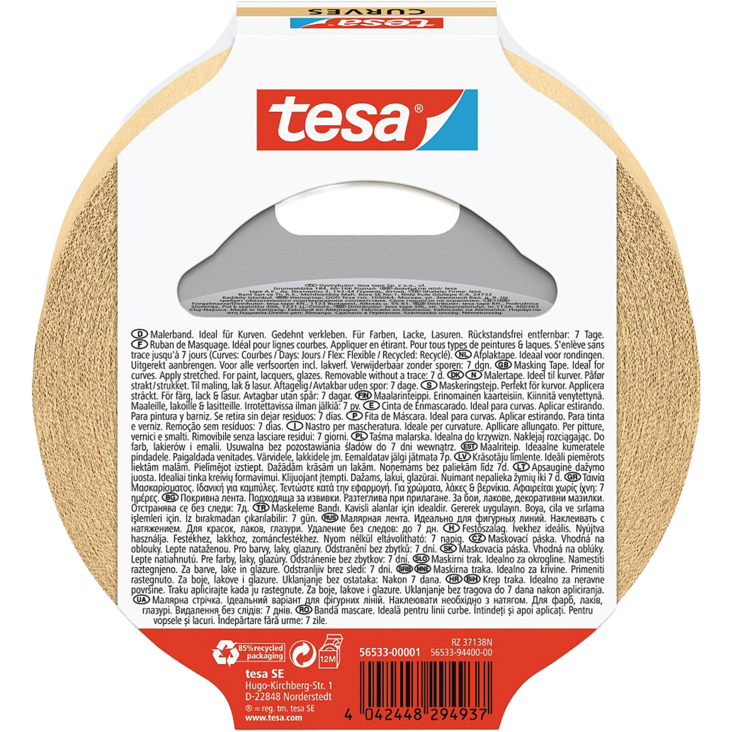 Taśma Malarska Papierowa Maskująca Tesa Do Krzywizn Elastyczna 25 m x 25 mm