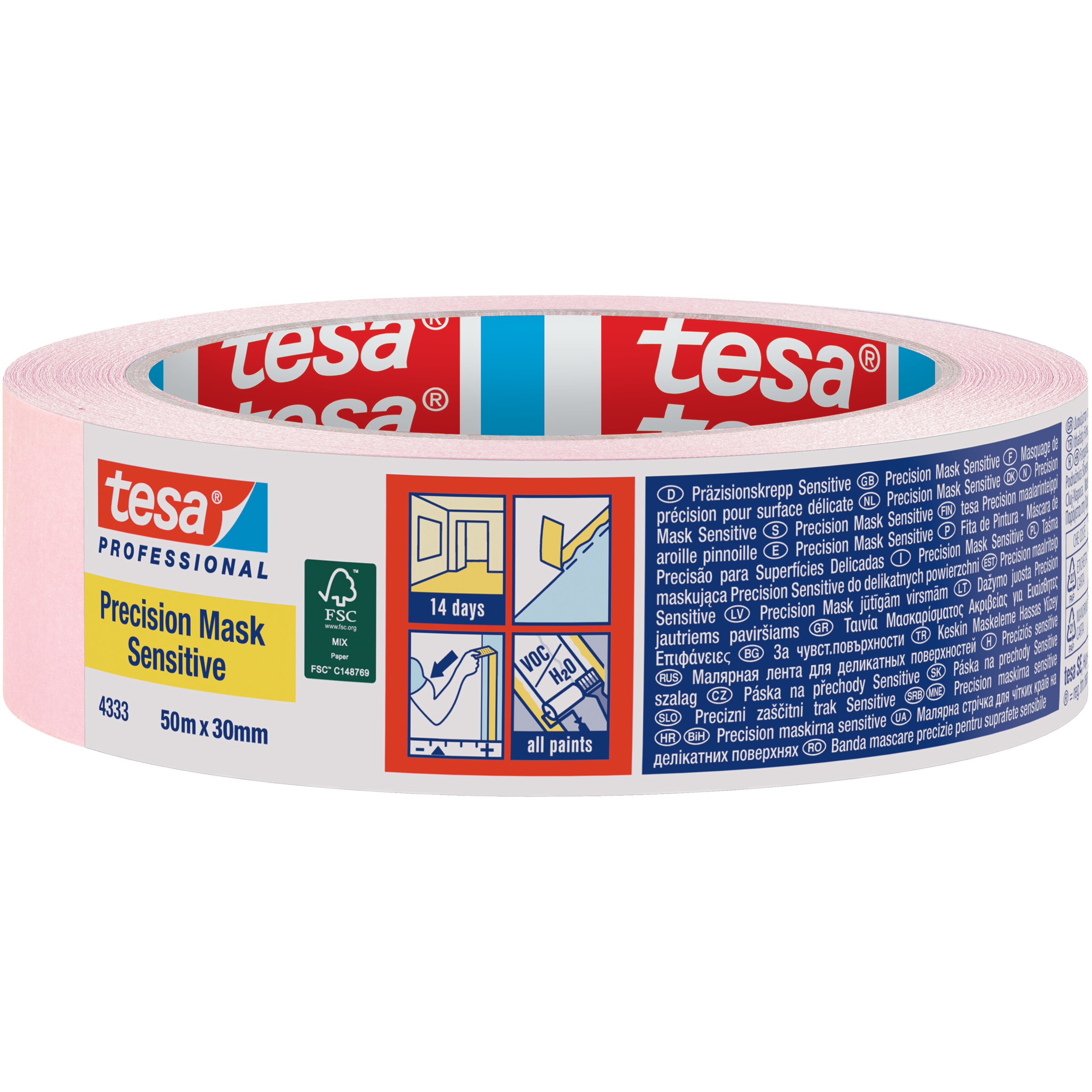 Taśma Malarska Papierowa Maskująca Tesa Washi Tape 30 mm x 50m Różowa