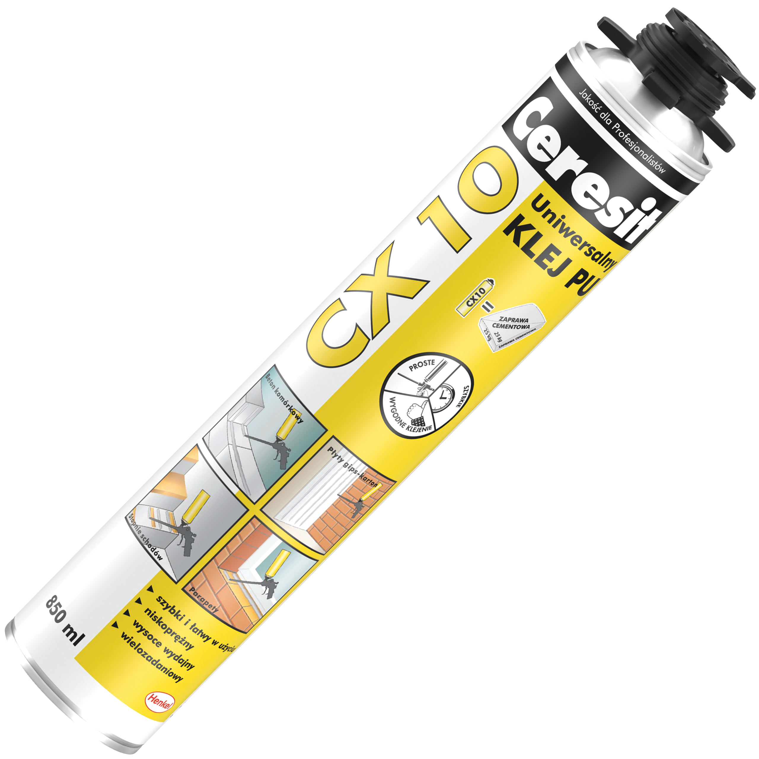 Klej Uniwersalny Poliuretanowy Ceresit CX10 Szybkoschnący Mocny 850 ml
