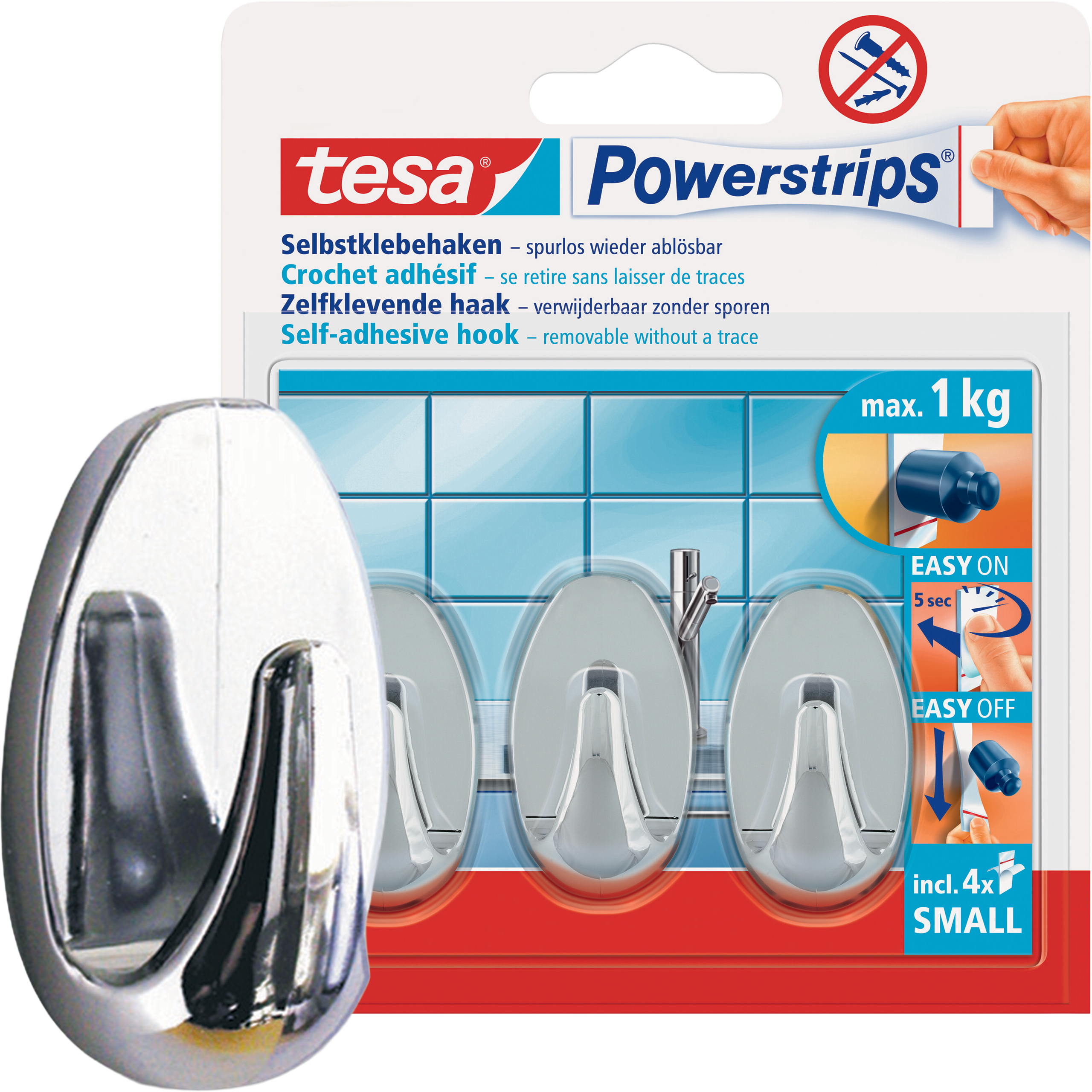 Haczyki Samoprzylepne Łazienkowe Tesa Powerstrips Do Wieszania 1kg 3 szt