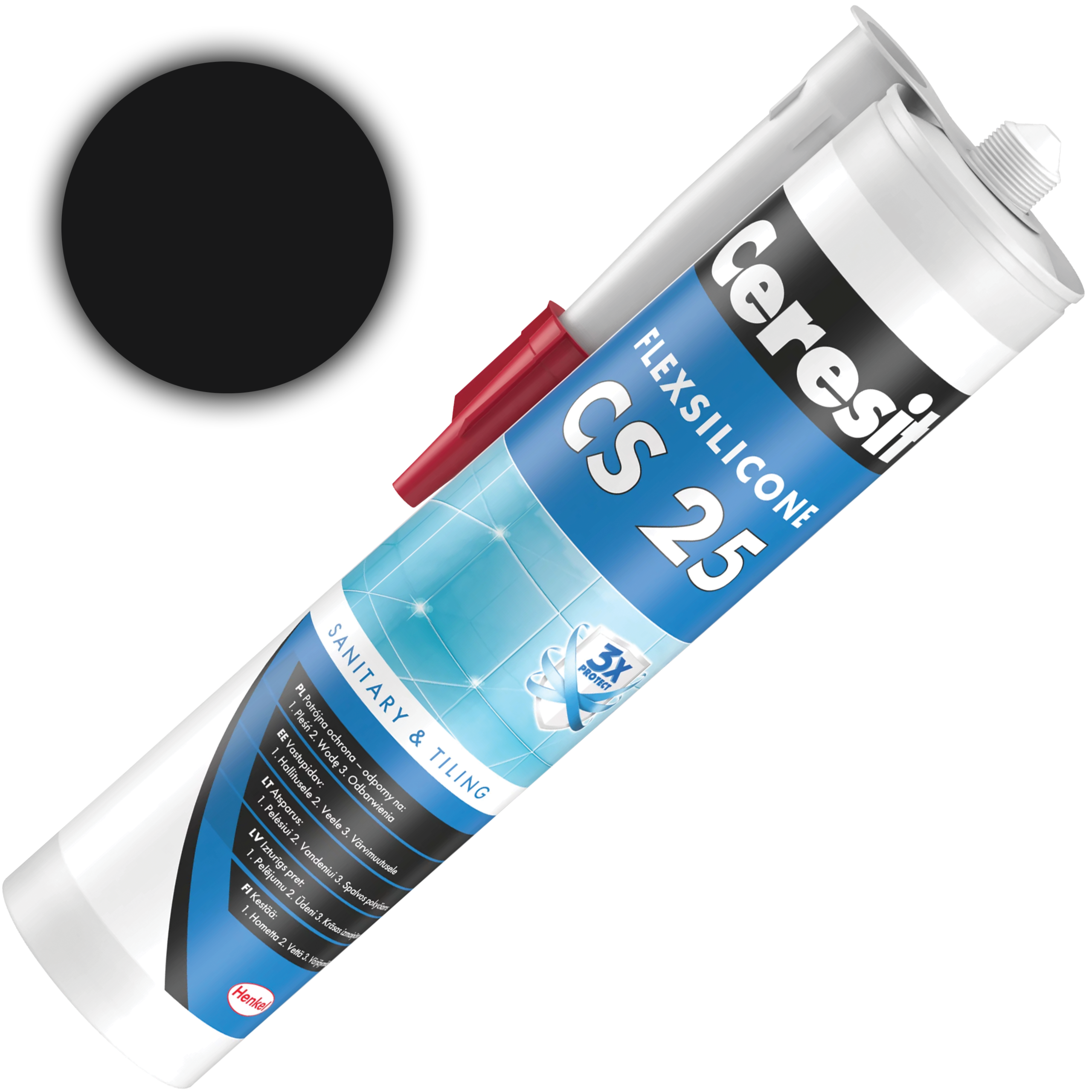 Silikon Sanitarny Ceresit CS25 Uniwersalny Uszczelniacz Coal Czarny 280 ml