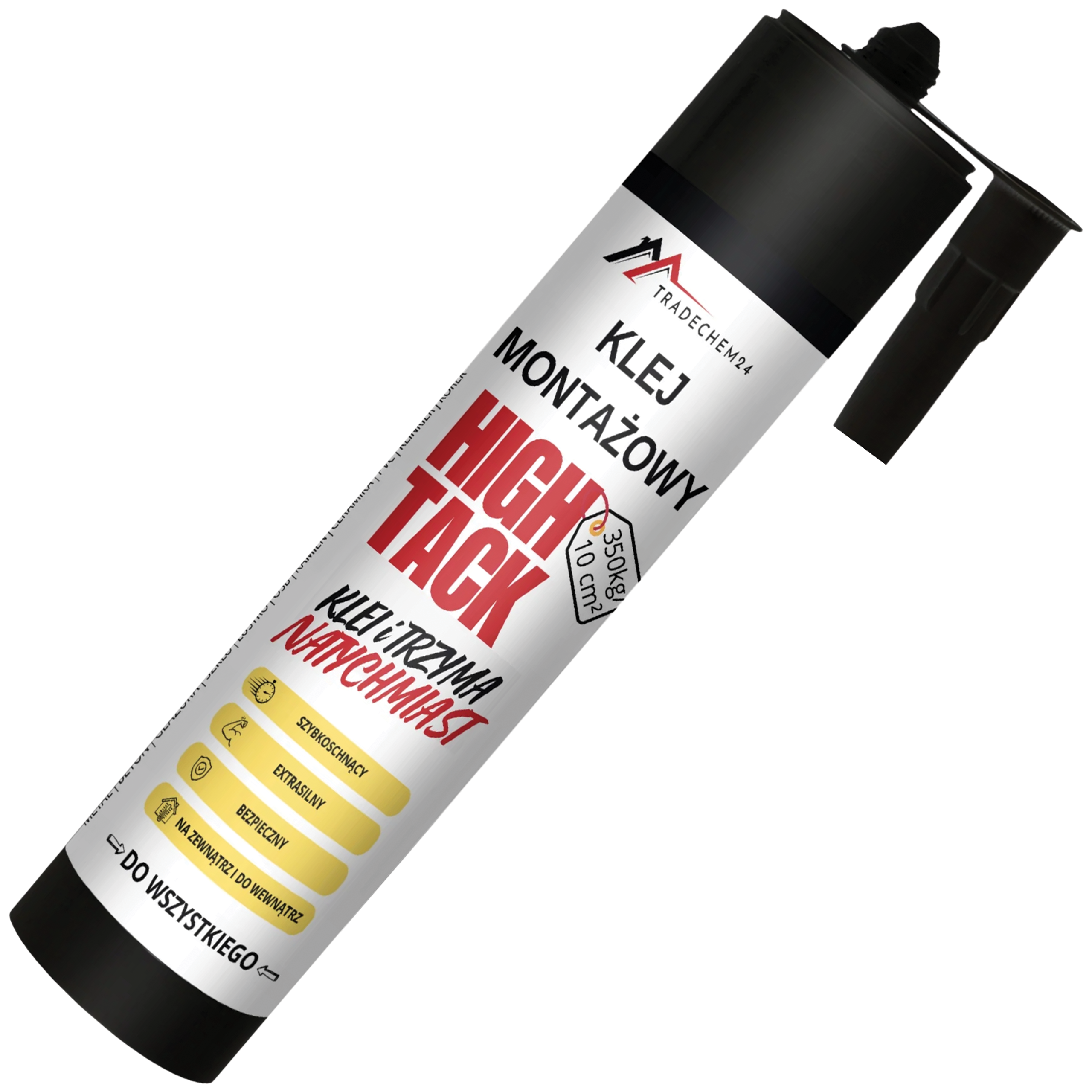 Klej Montażowy Hybrydowy Tradechem24 HIGH TACK Uniwersalny Czarny 290 ml