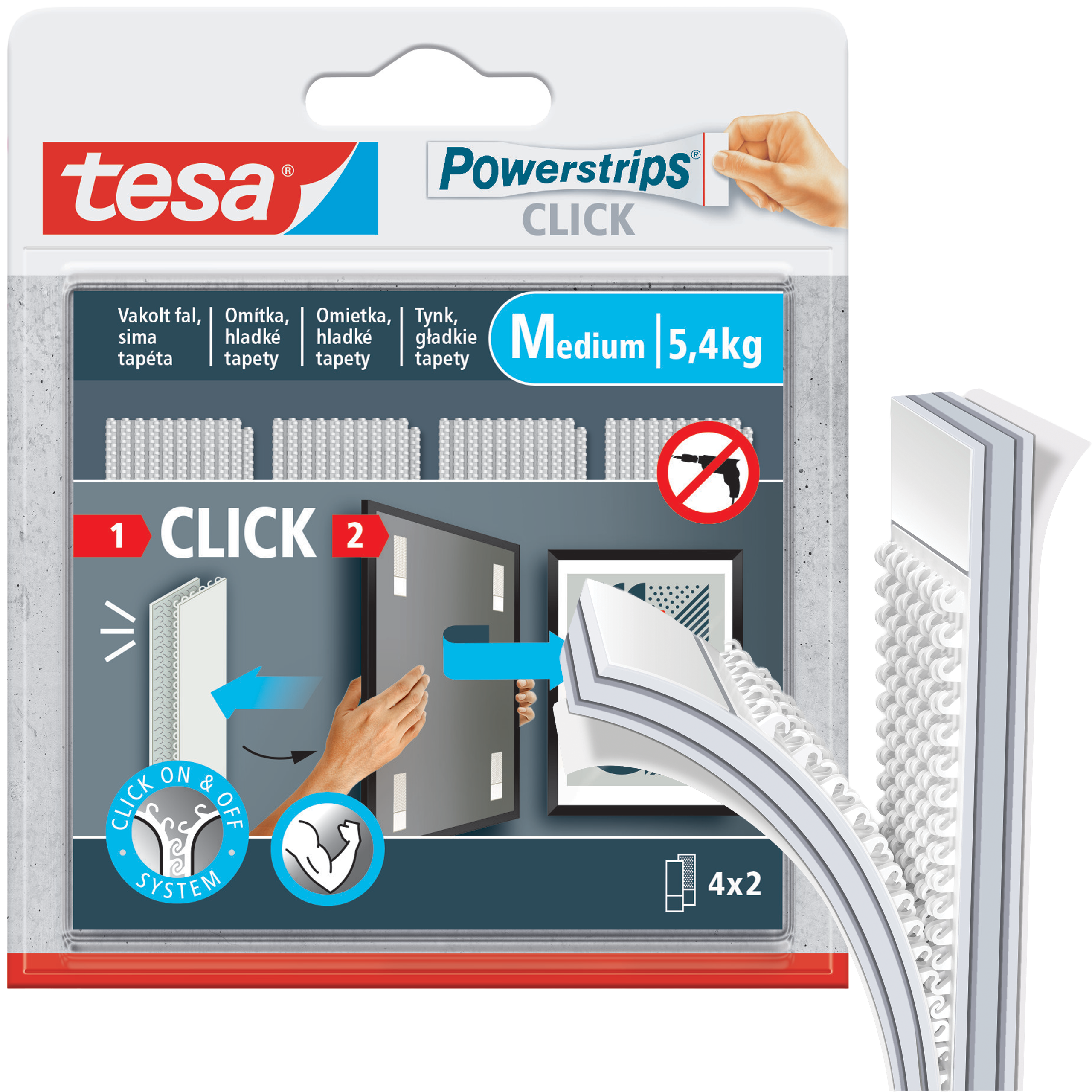 Rzepy Samoprzylepne Tesa Do Wieszania Obrazów Bez Narzędzi 5,4 kg 4 szt