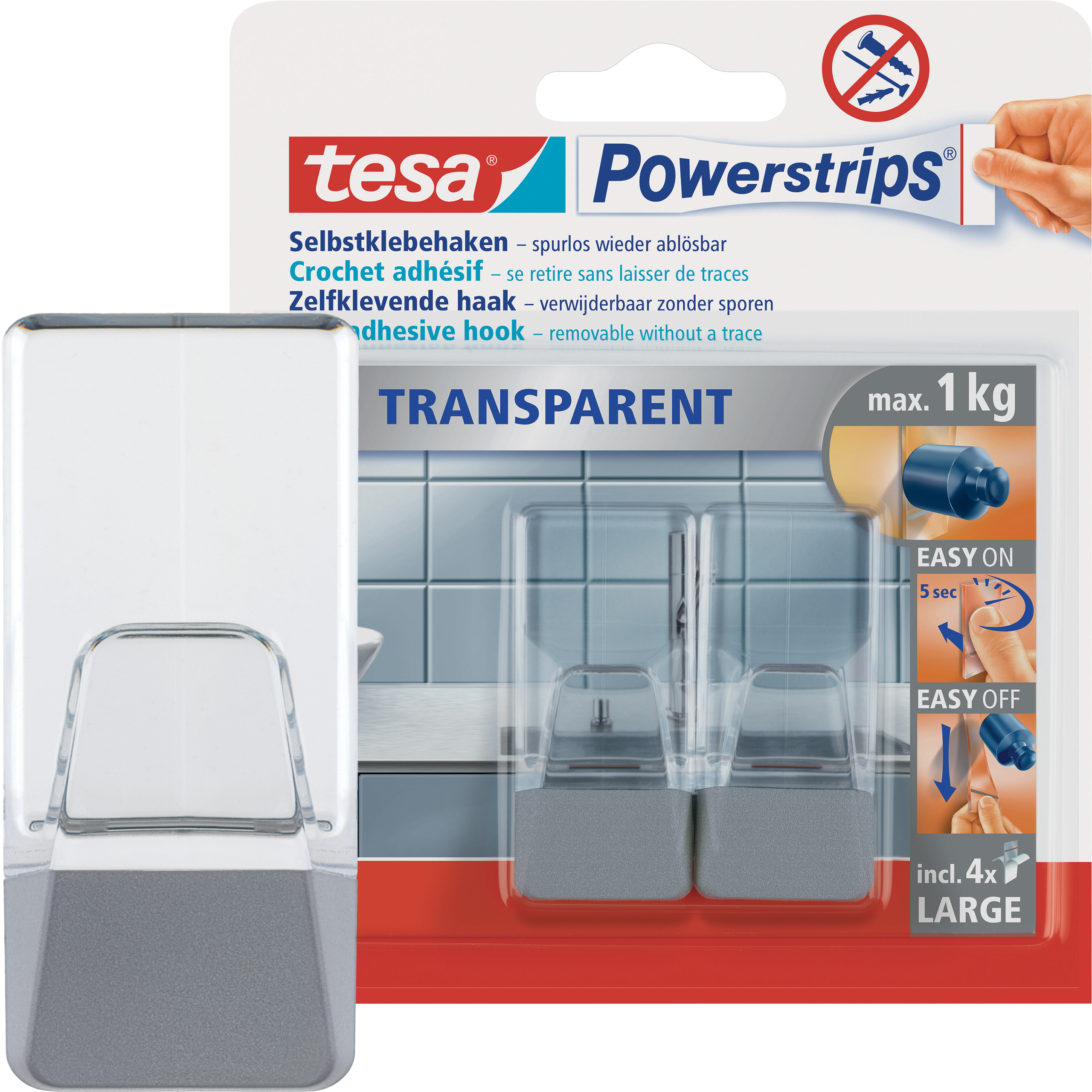 Haczyki Samoprzylepne Łazienkowe Tesa Powerstrips Do Wieszania 1 kg 2 szt