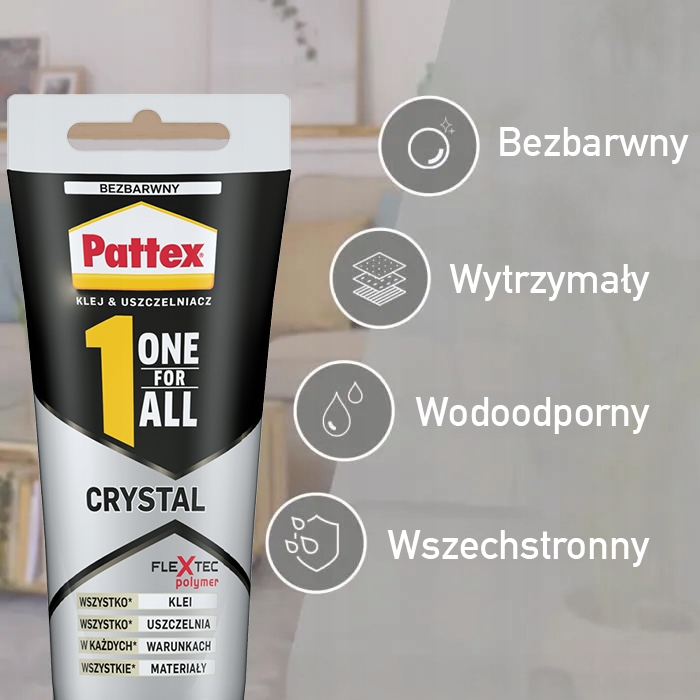 Klej Montażowy Uniwersalny Pattex One4All Crystal Wodoodporny Mocny 290ml
