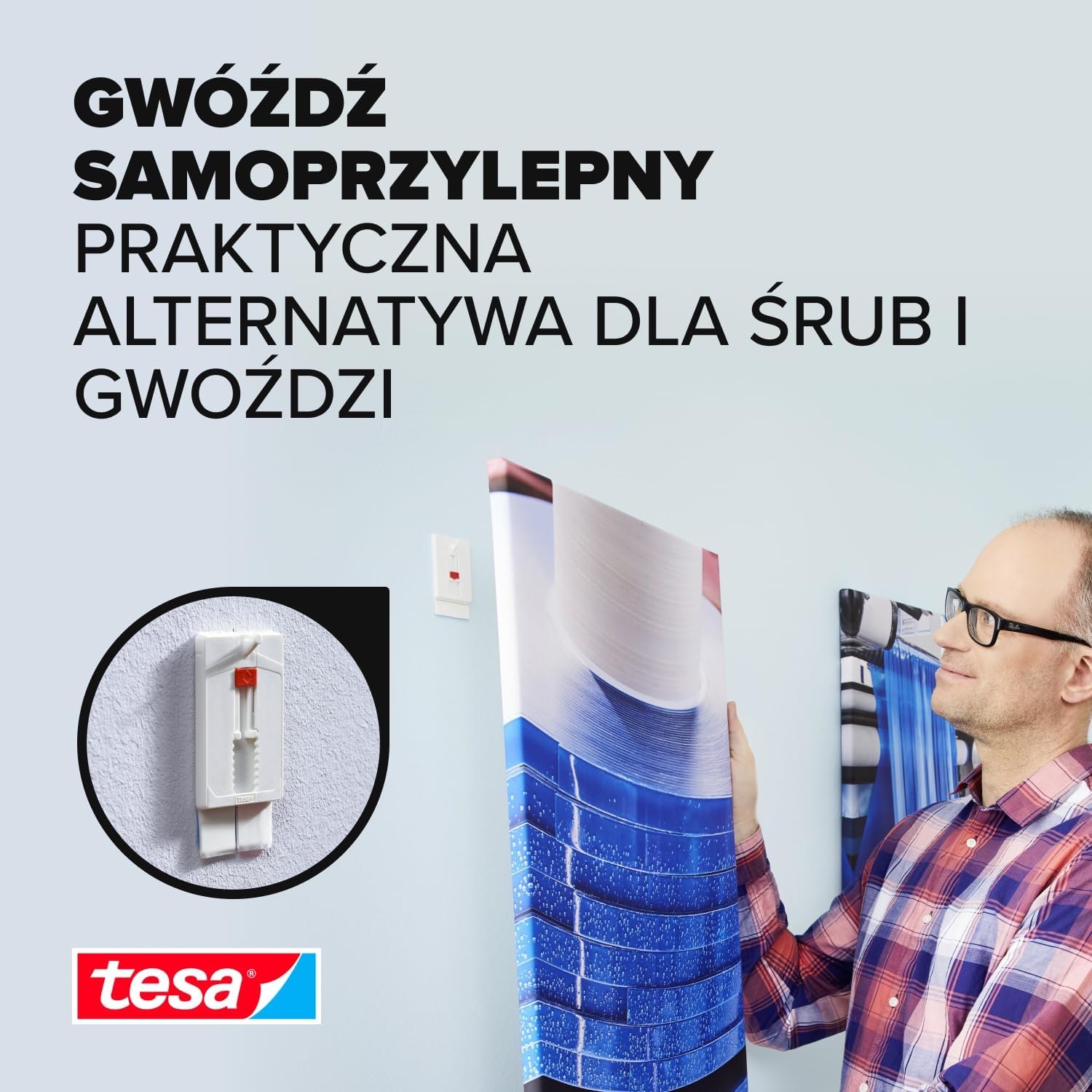 Haczyki Samoprzylepne Tesa Gwóźdź do Obrazów Regulowany do Tynku Tapet 2kg