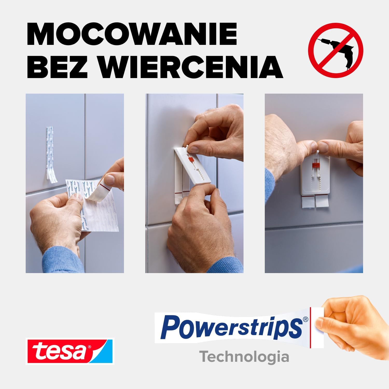 Haczyki Samoprzylepne Tesa Gwóźdź Regulowany do Dekoracji Płytek Metalu 4kg