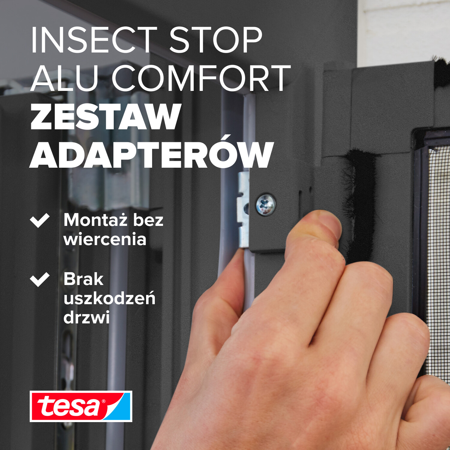 Adapter Do Montażu Moskitier Ramkowych Tesa ALU Na Okna Drzwi Biały