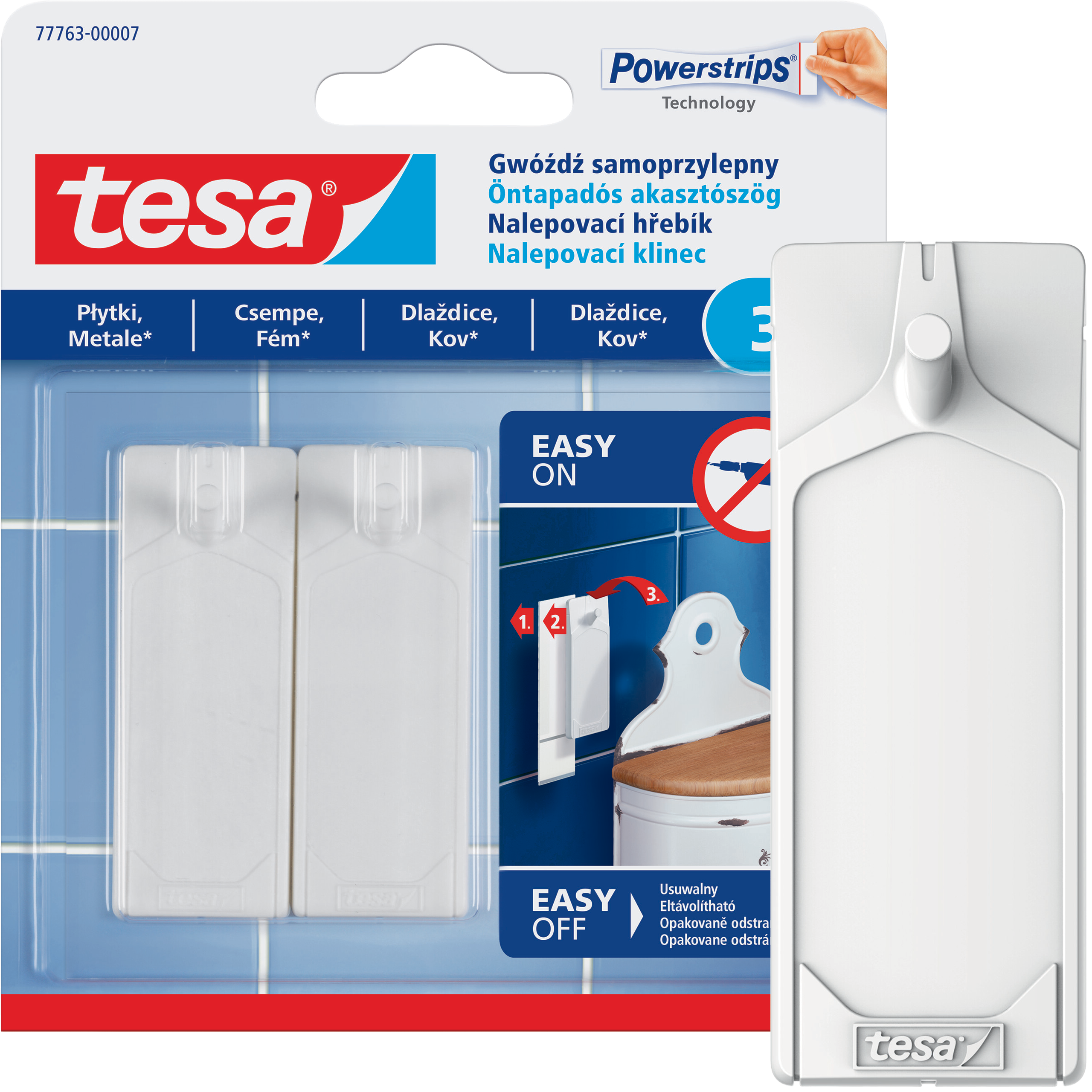 Haczyki Samoprzylepne Tesa Gwóźdź do Dekoracji do Płytek Metalu 3kg 2 szt