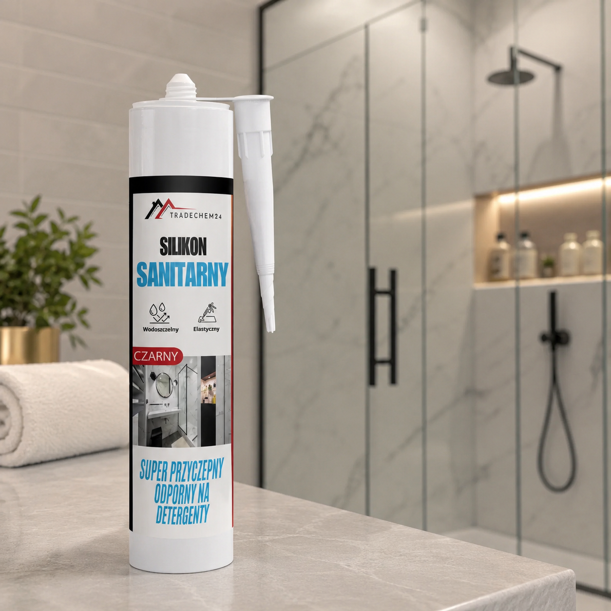 Silikon Sanitarny Tradechem24 Uniwersalny Uszczelniacz Czarny 300 ml