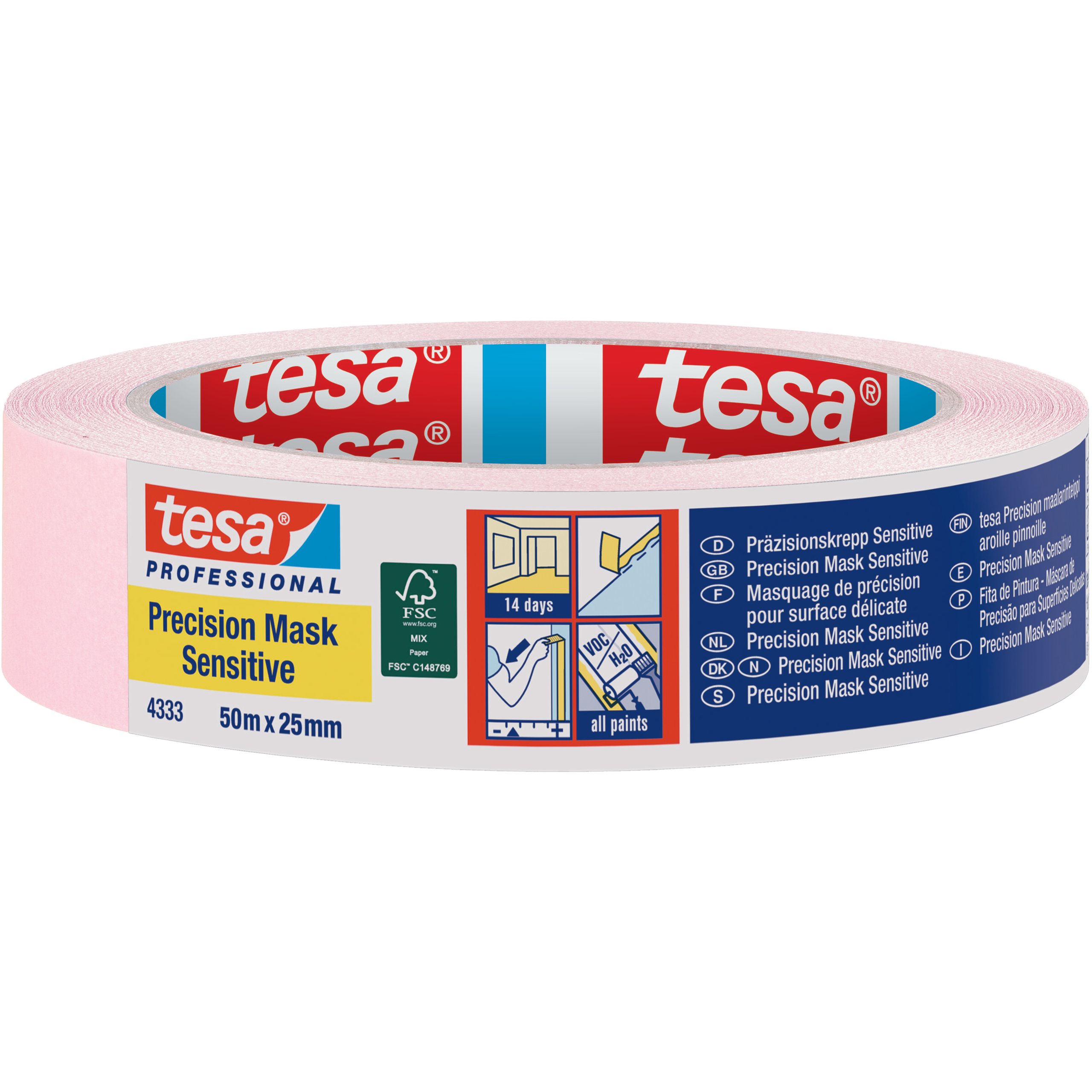 Taśma Malarska Papierowa Maskująca Tesa Washi Tape 25 mm x 50m Różowa
