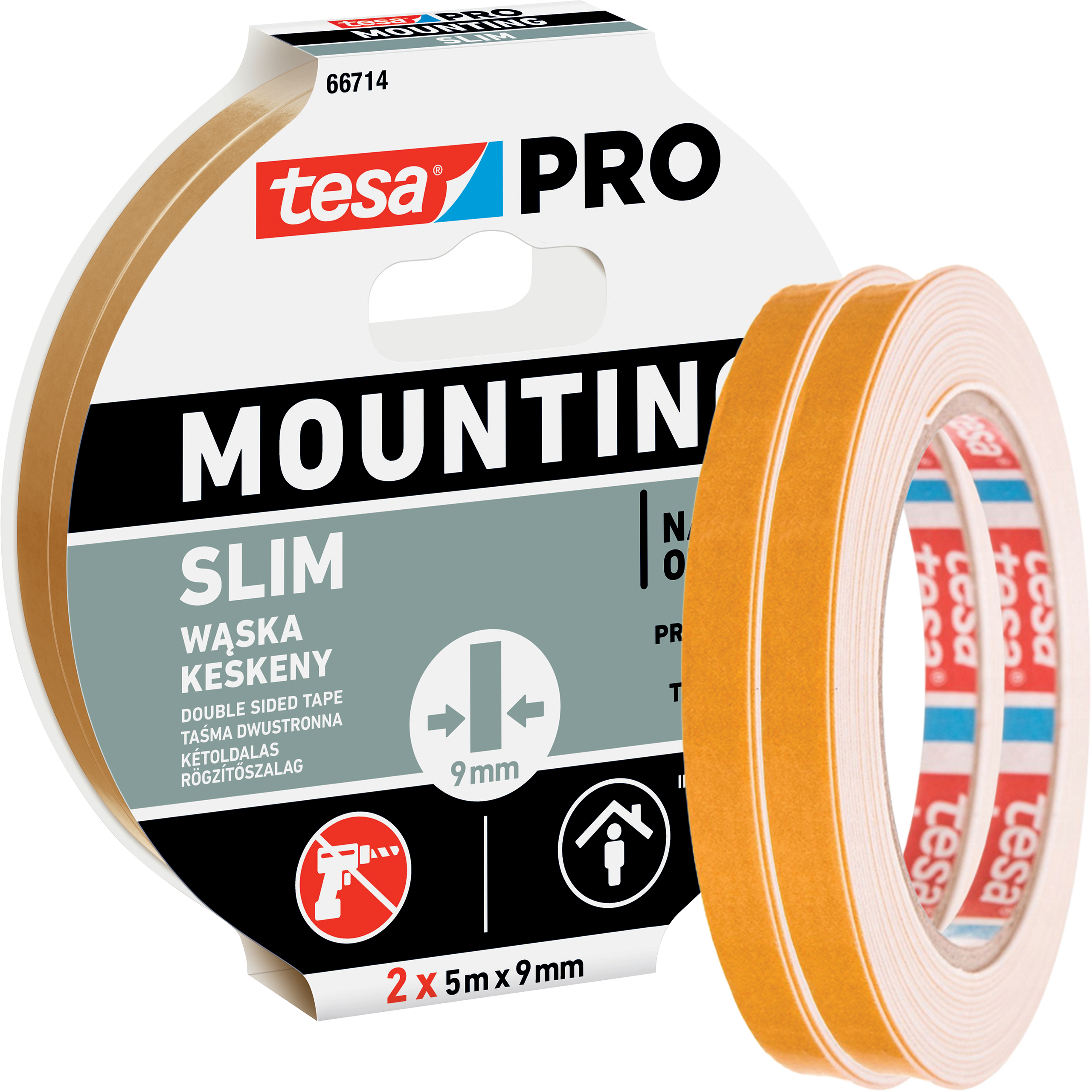Dwustronna Taśma Klejąca Montażowa Tesa 9 mm x 5 m Do Listew Piankowa 2 szt