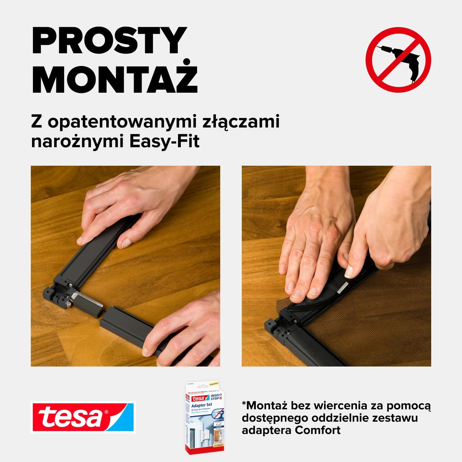 Moskitiera Na Drzwi Aluminiowa Tesa Siatka Na Owady 100 x 220 cm Antracyt