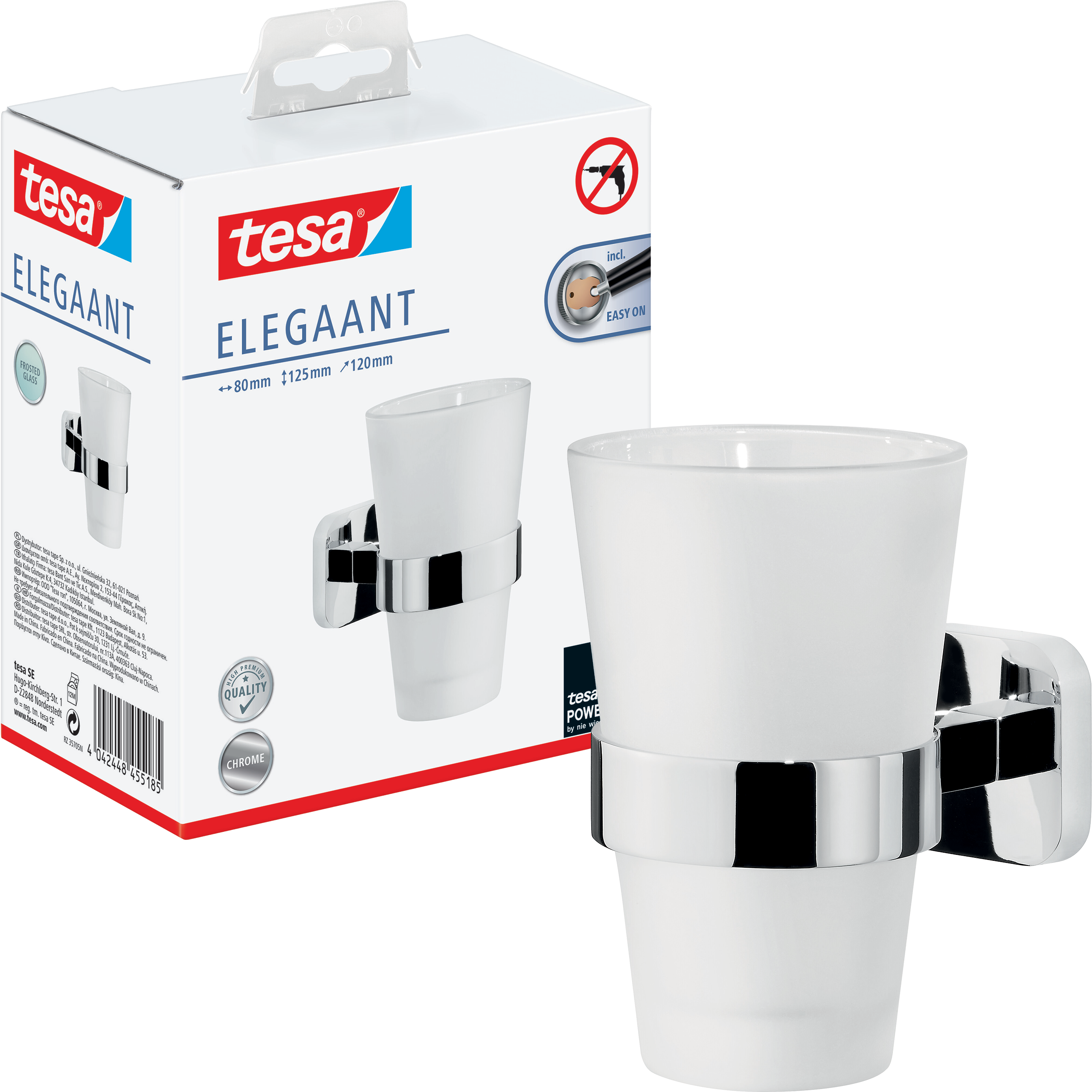 Uchwyt Łazienkowy Samoprzylepny Tesa ELEGAANT Kubek Na Szczoteczki Do Zębów