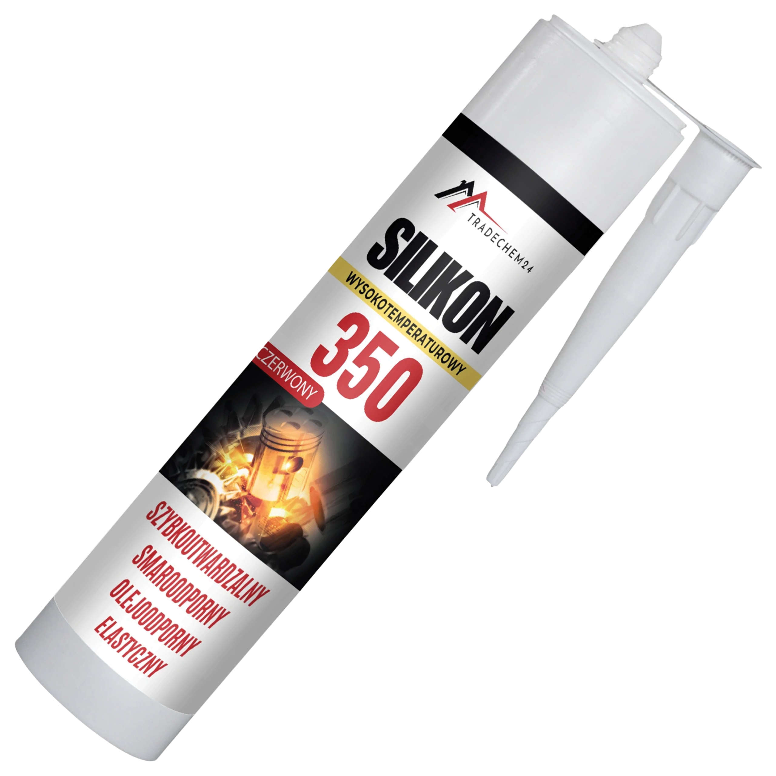 Silikon Wysokotemperaturowy Tradechem24 Uszczelniacz Czerwony 300 ml